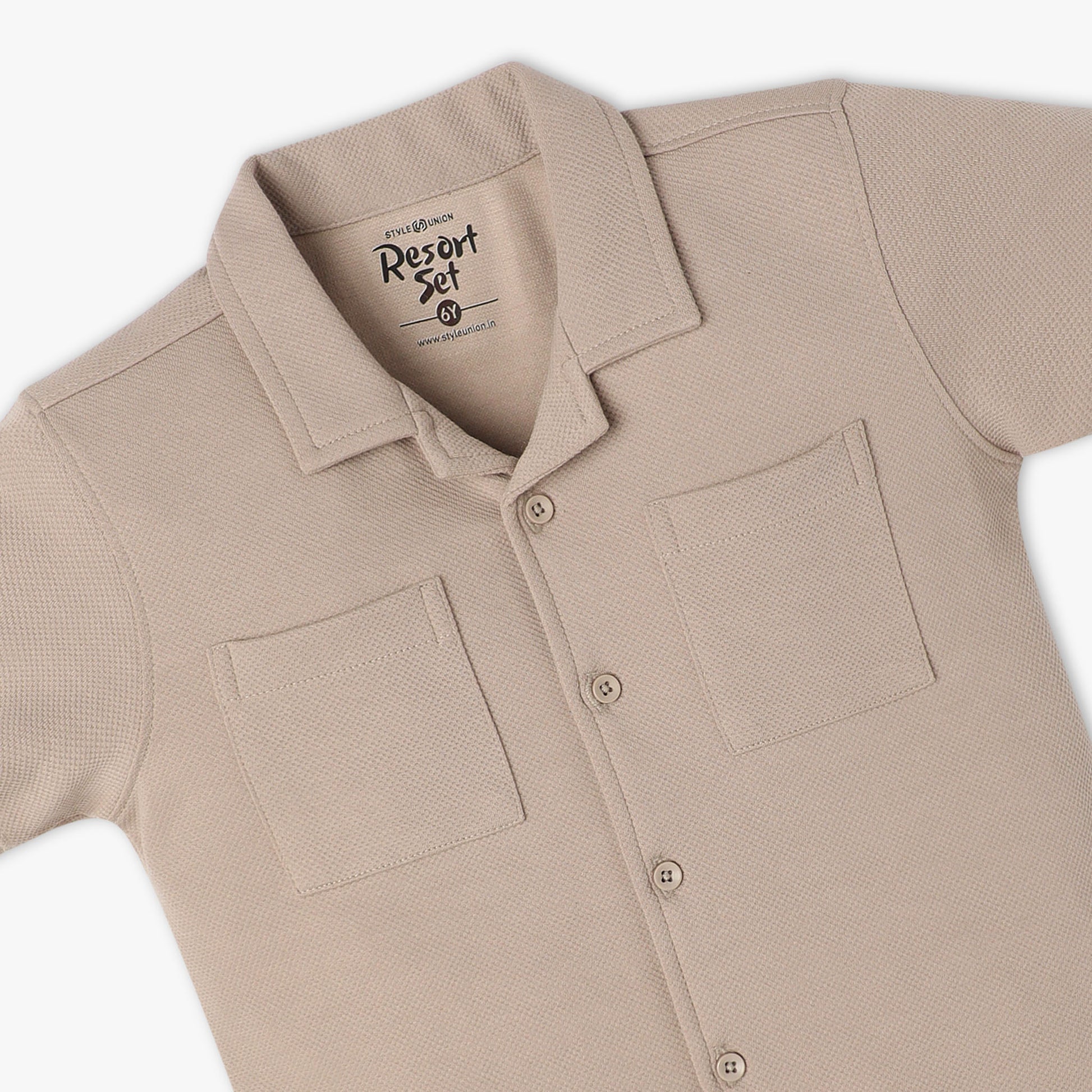 Boys Regular Fit Solid Camp Collar Half Sleeve Shirt