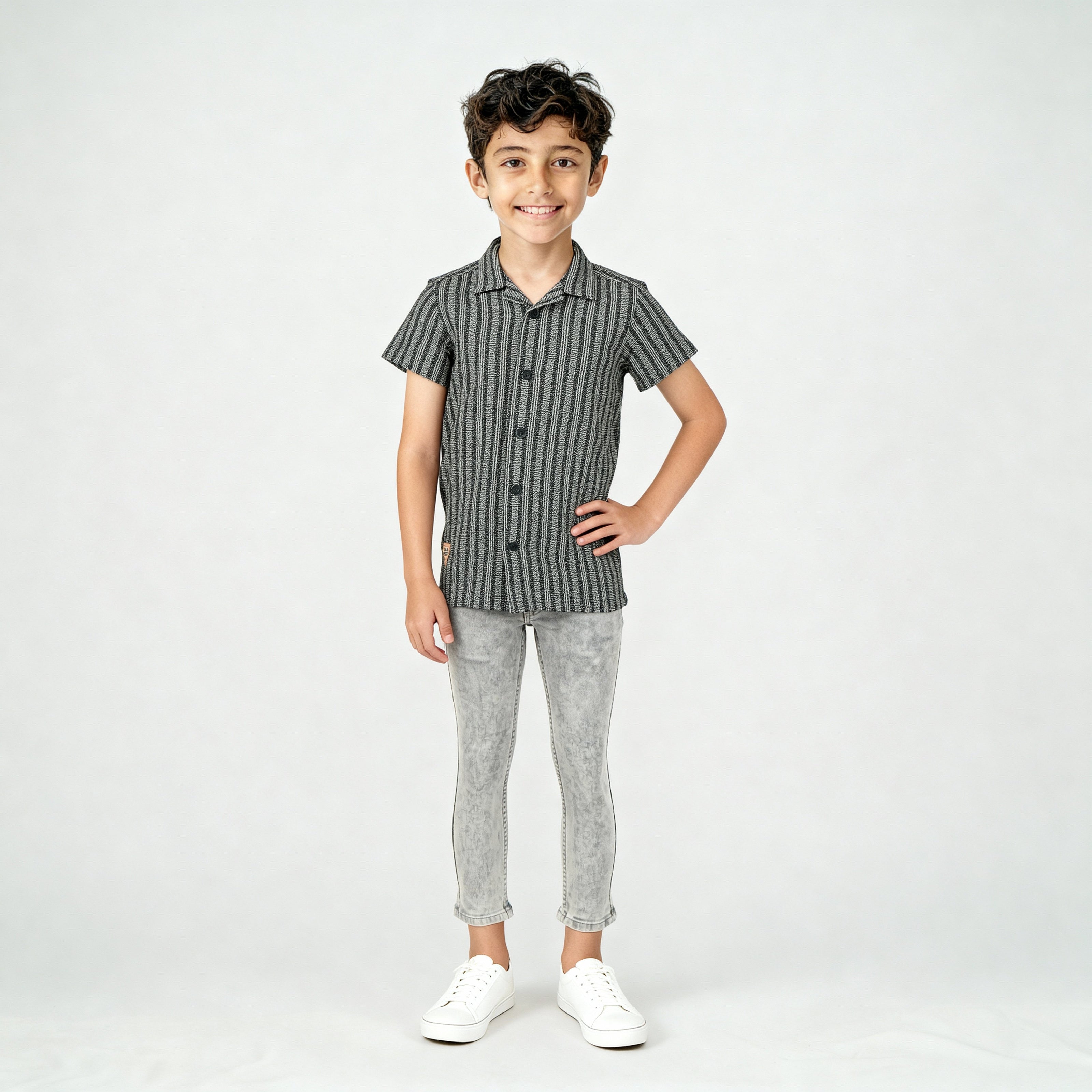 Boys Striped Cuban Shirt