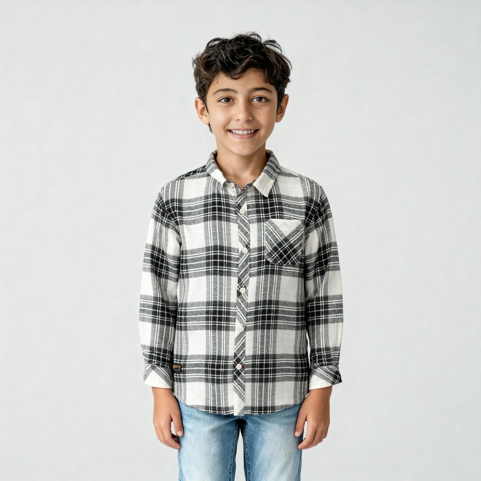 Boys Cotton Checkered Shirt