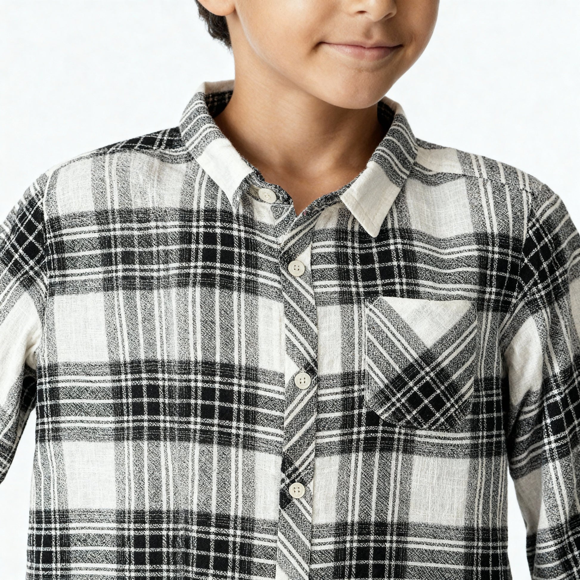 Boys Cotton Checkered Shirt