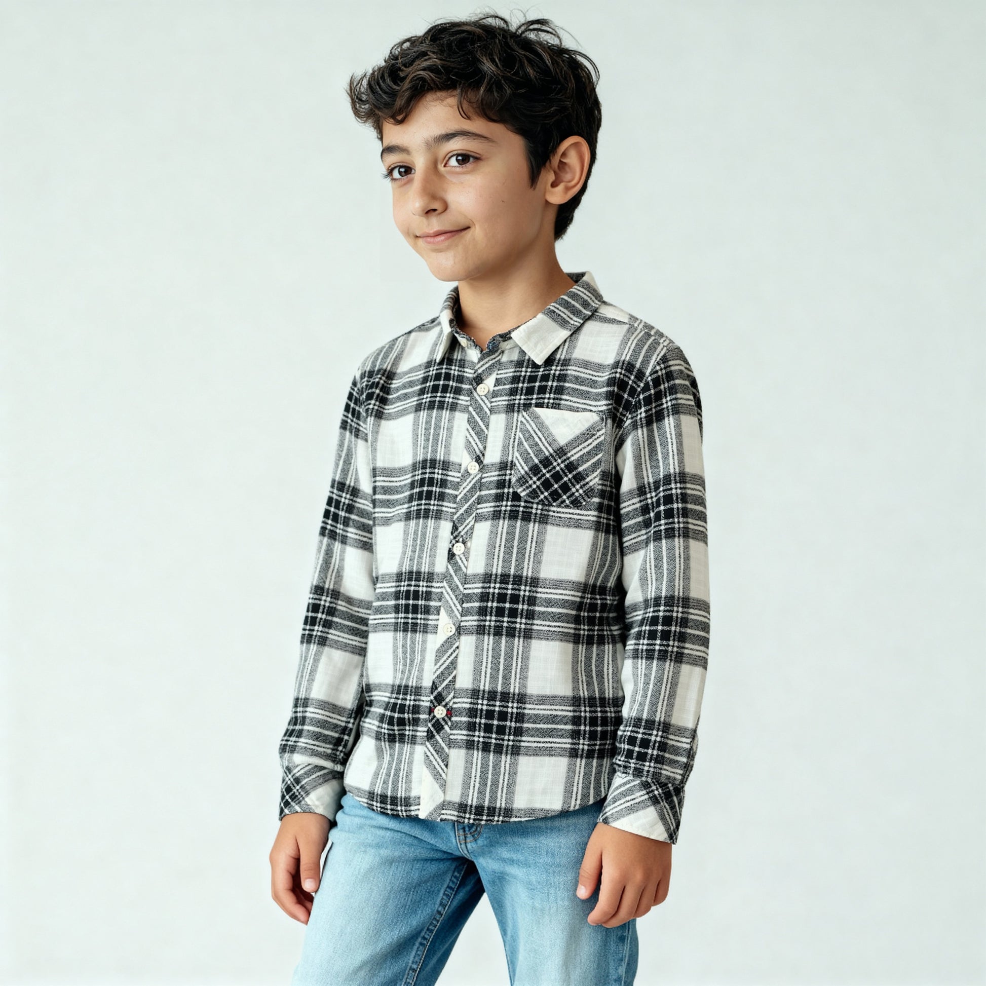 Boys Cotton Checkered Shirt