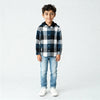 Boys Cotton Checkered Hoodie Shirt