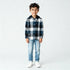 Boys Cotton Checkered Hoodie Shirt