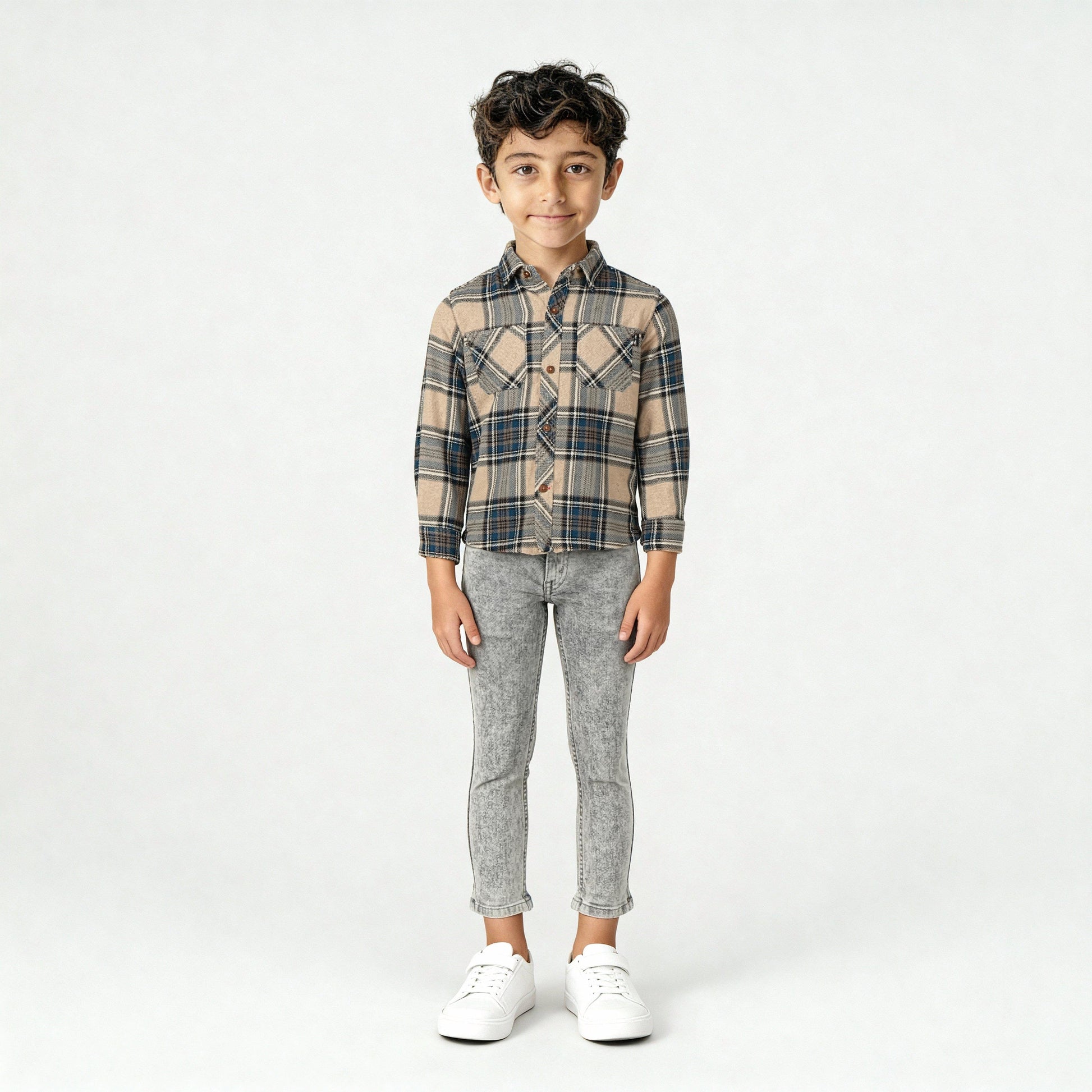 Boys Cotton Checkered Shaket