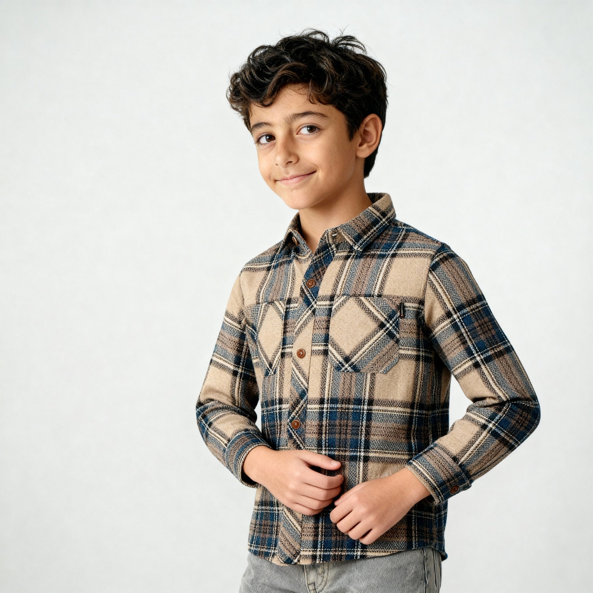 Boys Cotton Checkered Shaket