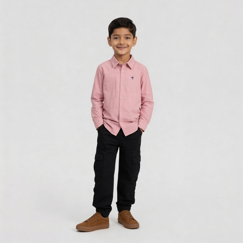 Boys Cotton Oxford Solid Shirt