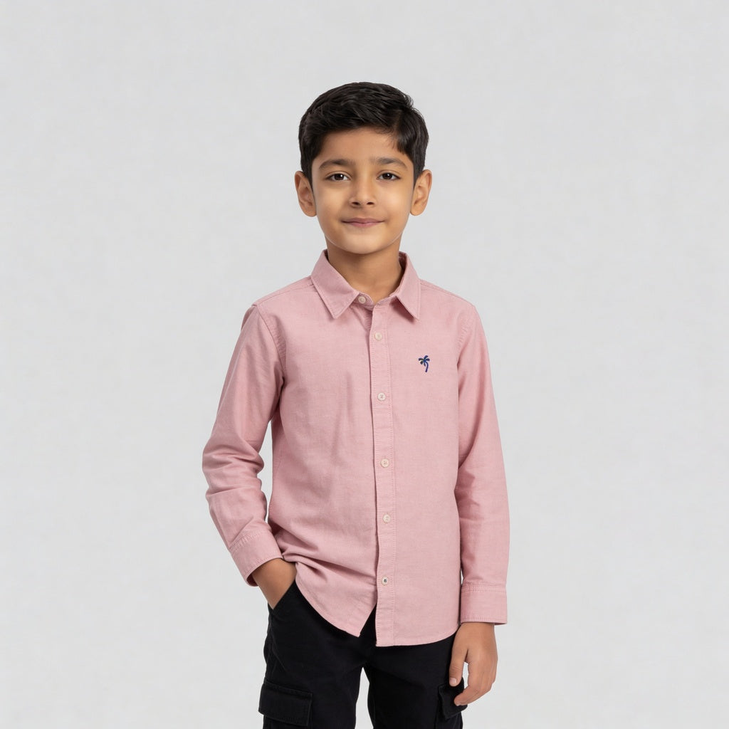 Boys Cotton Oxford Solid Shirt