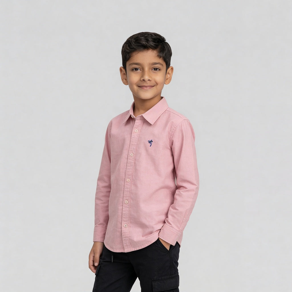 Boys Cotton Oxford Solid Shirt