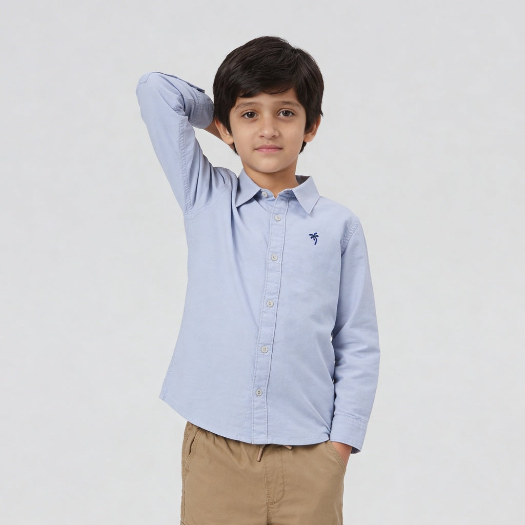 Boys Cotton Oxford Solid Shirt