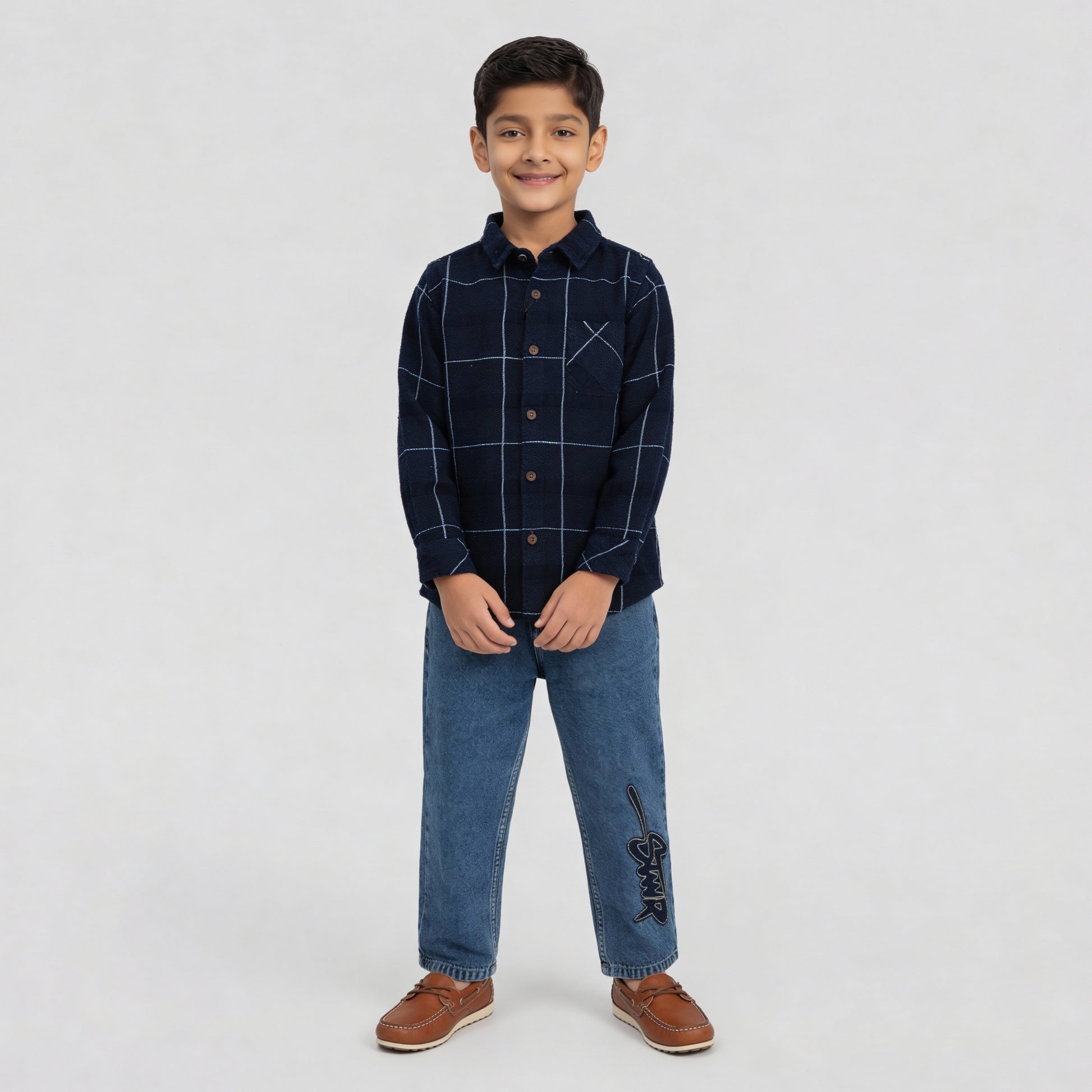 Boys Cotton Checkered Shirt