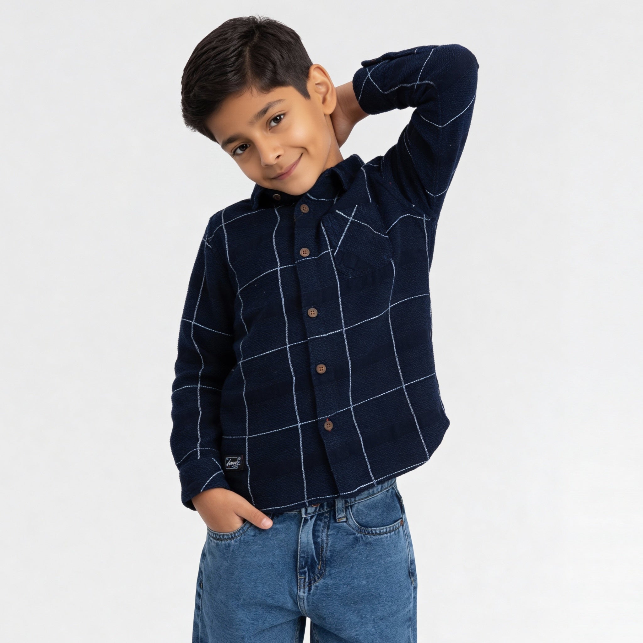 Boys Cotton Checkered Shirt