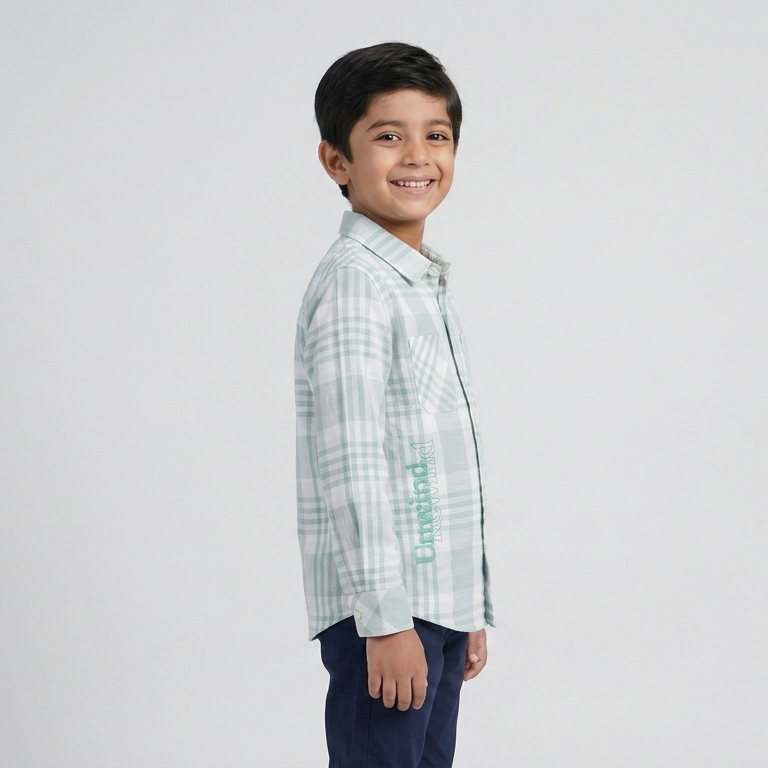 Boys Cotton Checkered Shirt