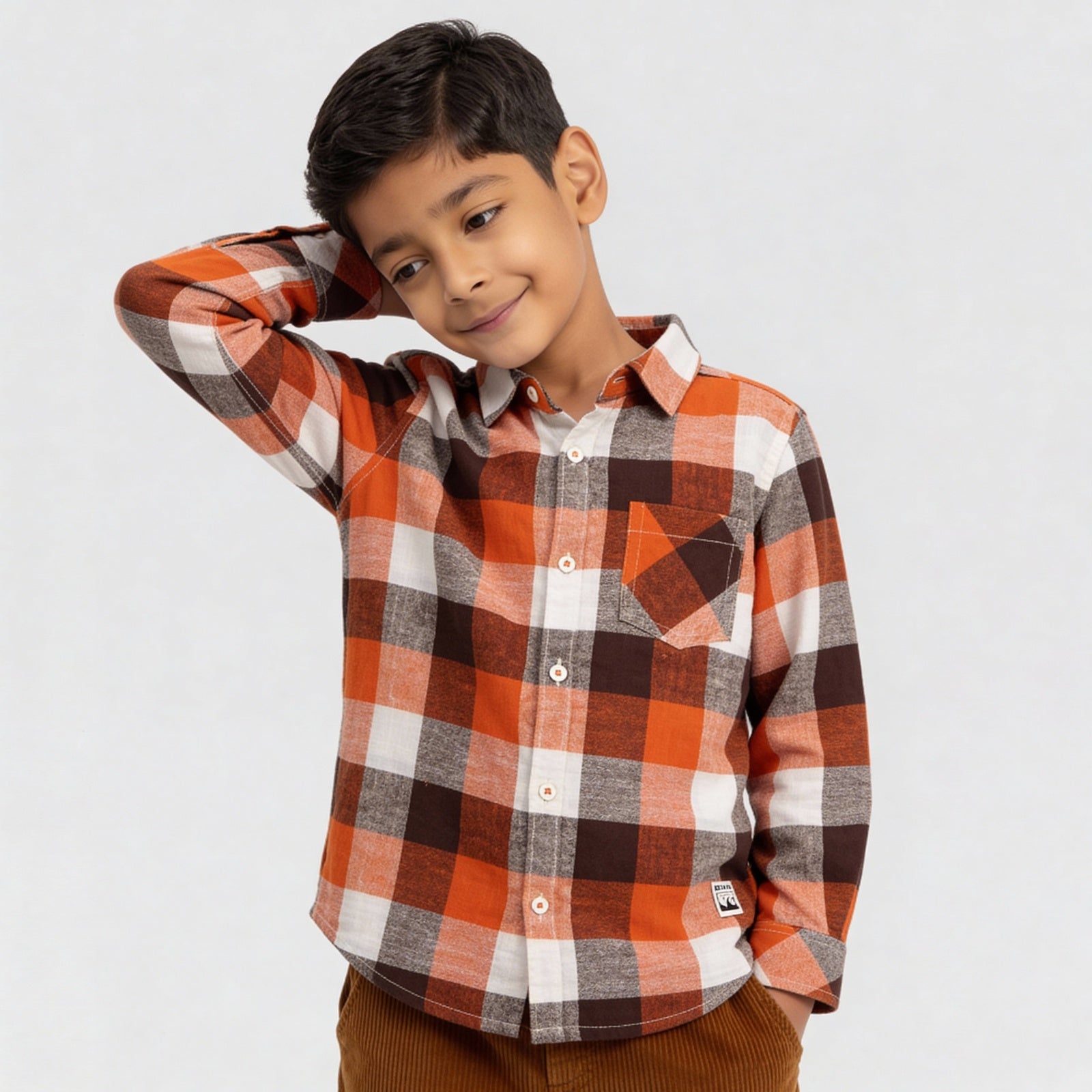 Boys Cotton Checkered Shirt