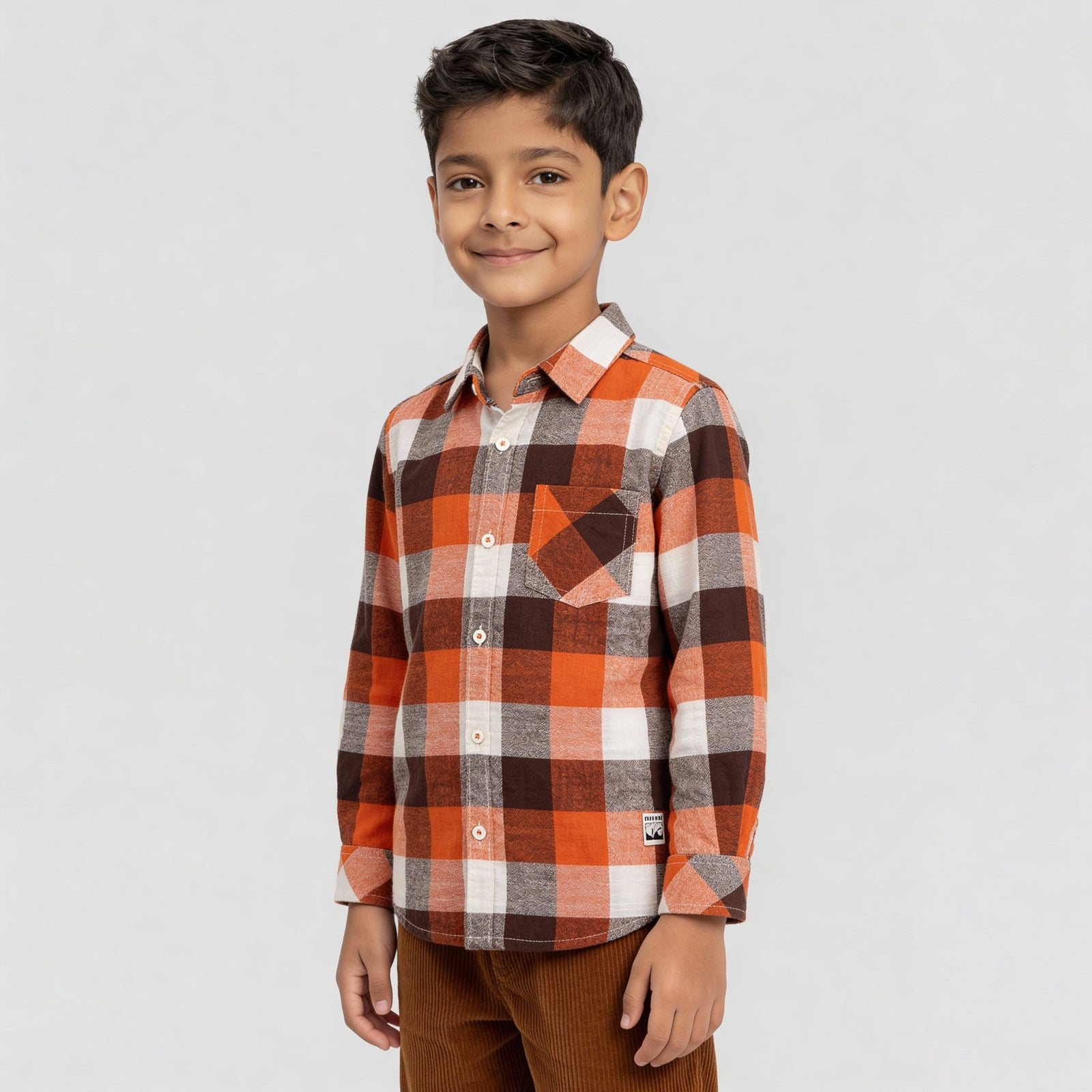Boys Cotton Checkered Shirt