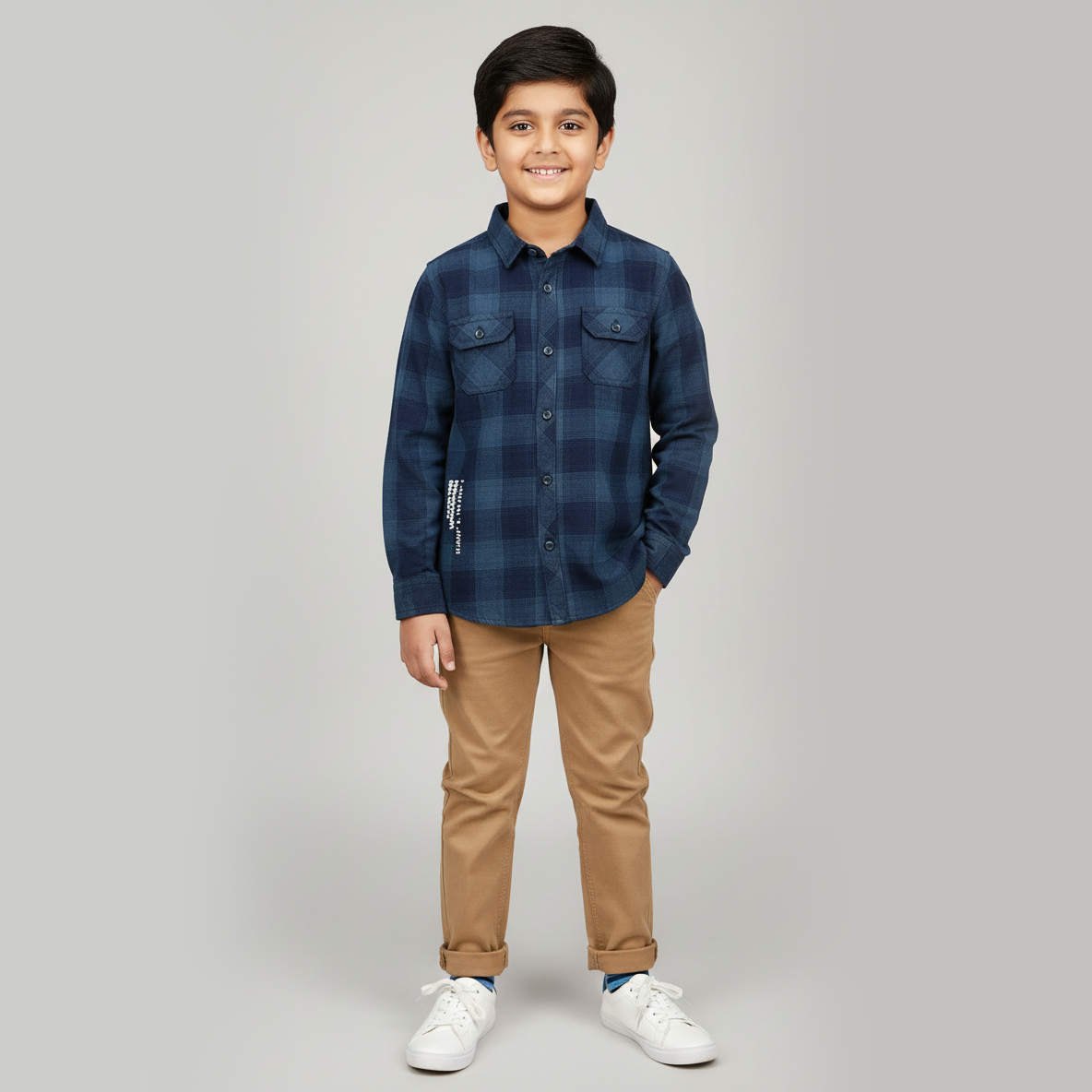 Boys Checkered Hoodie Shirt