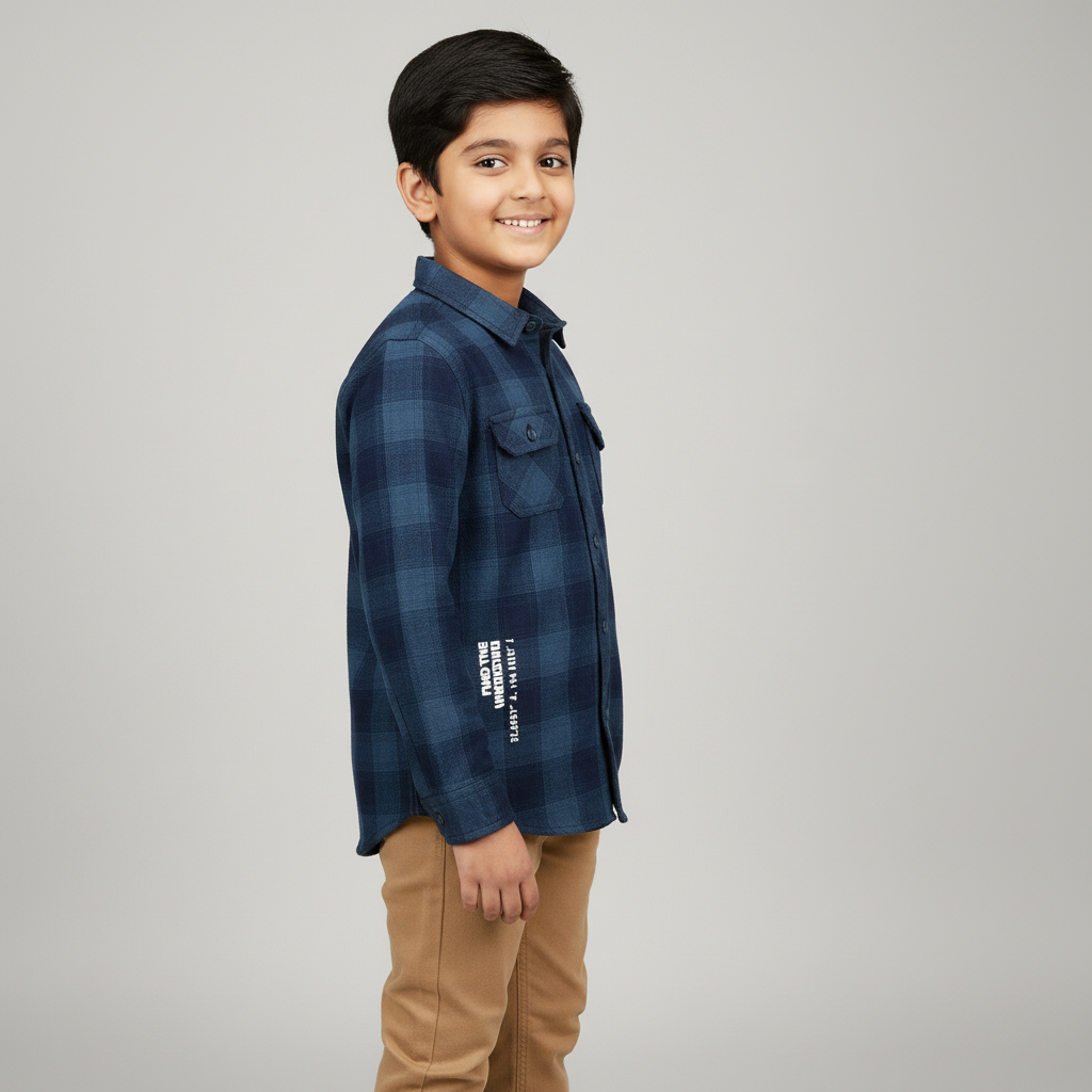 Boys Checkered Hoodie Shirt