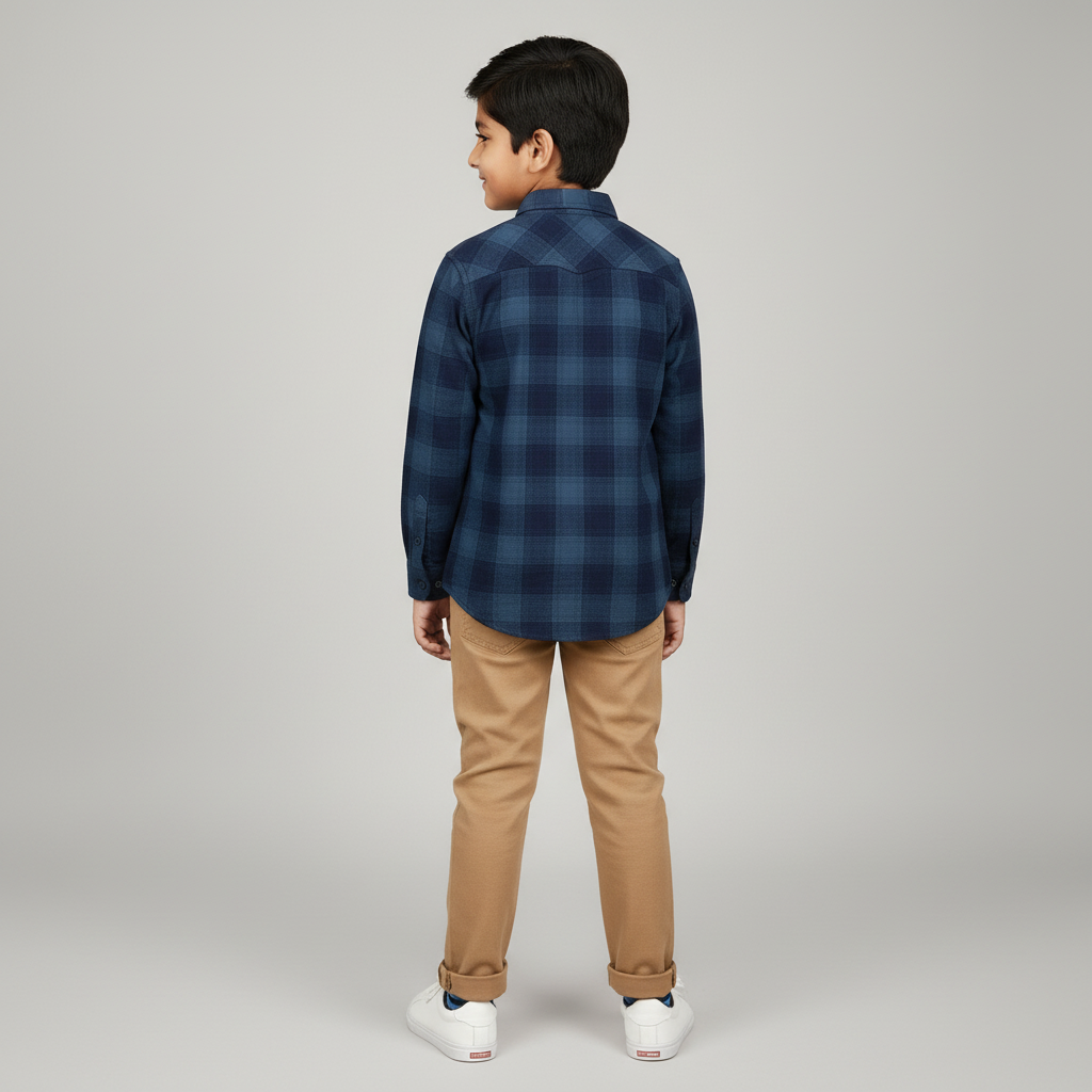 Boys Checkered Hoodie Shirt