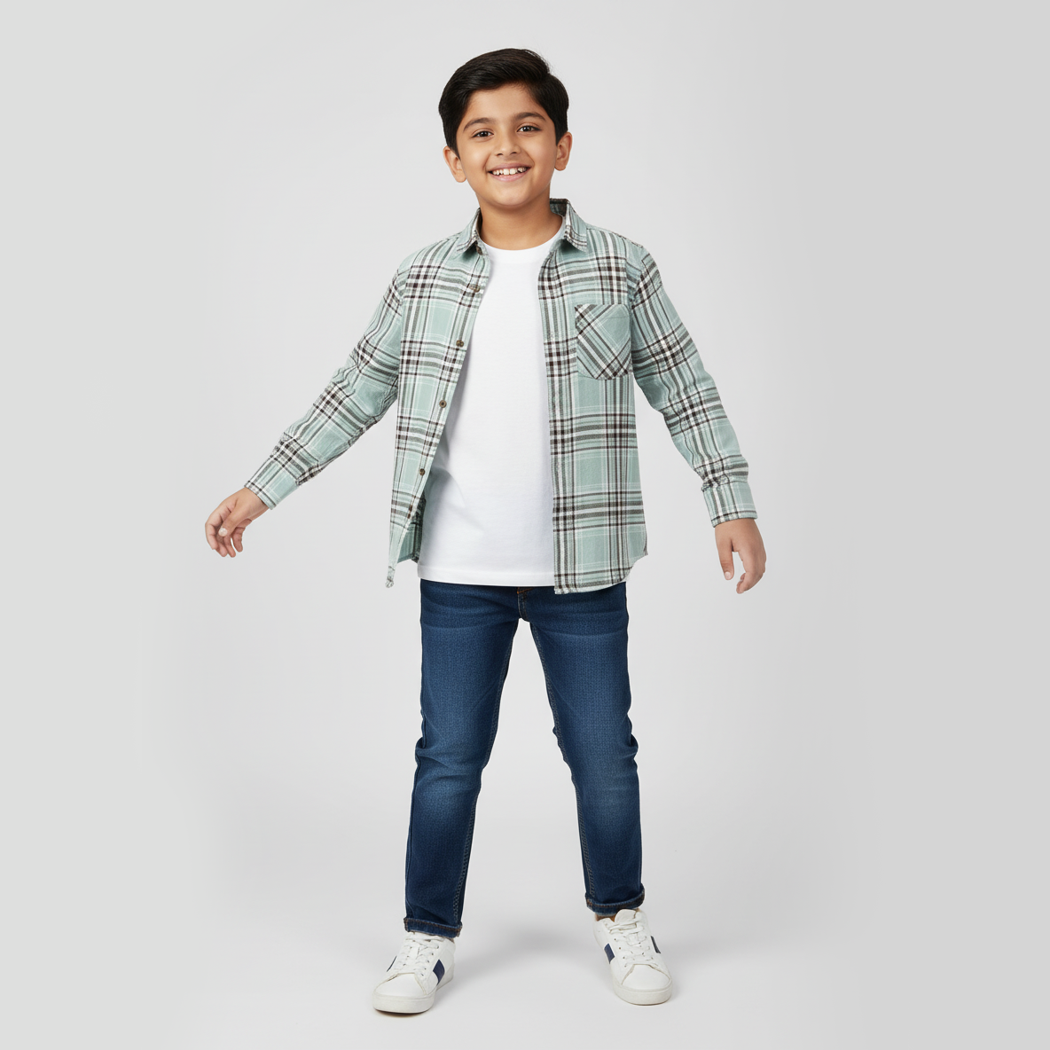 Boys Cotton Checkered Shirt