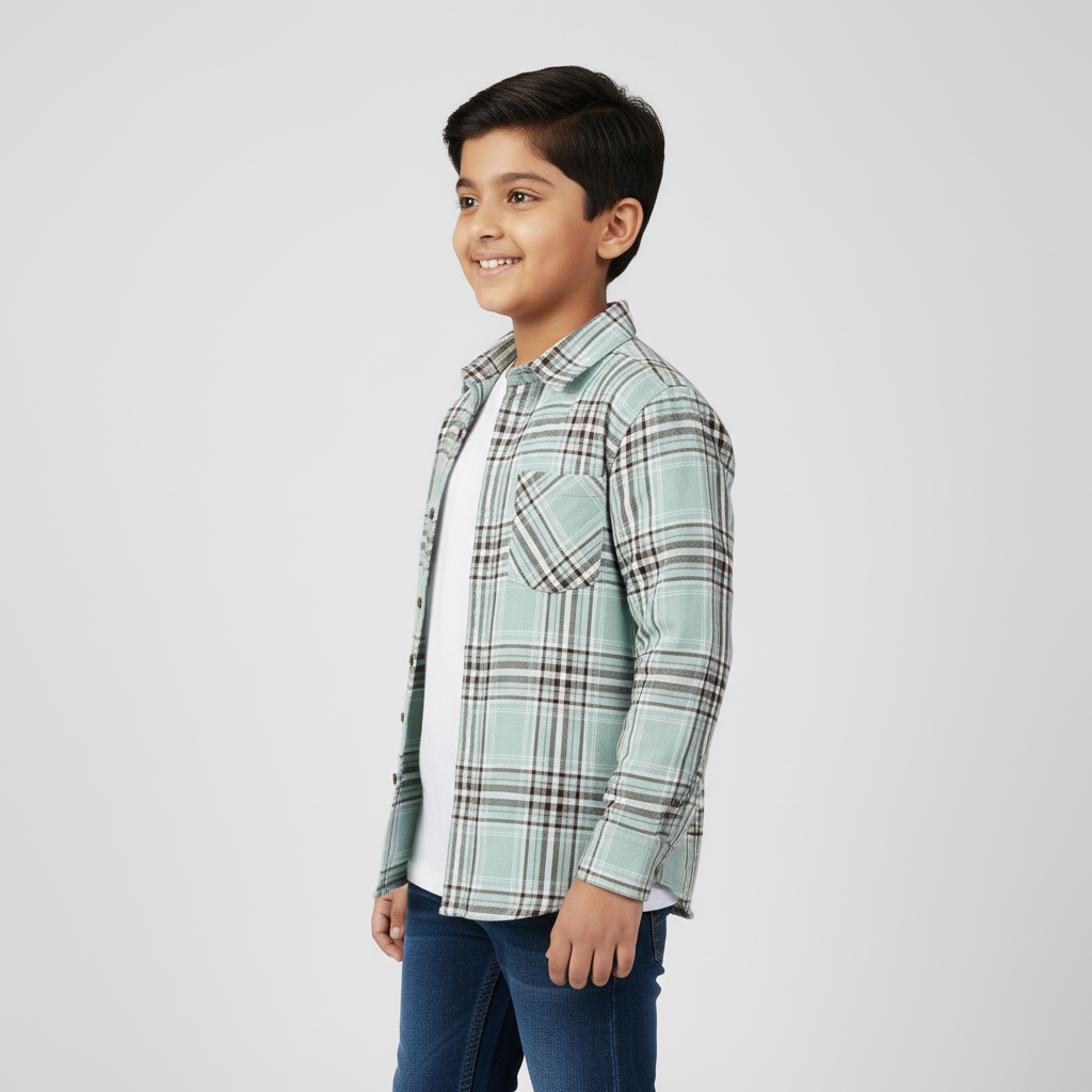 Boys Cotton Checkered Shirt