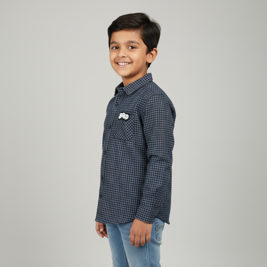 Boys Cotton Checkered Shirt