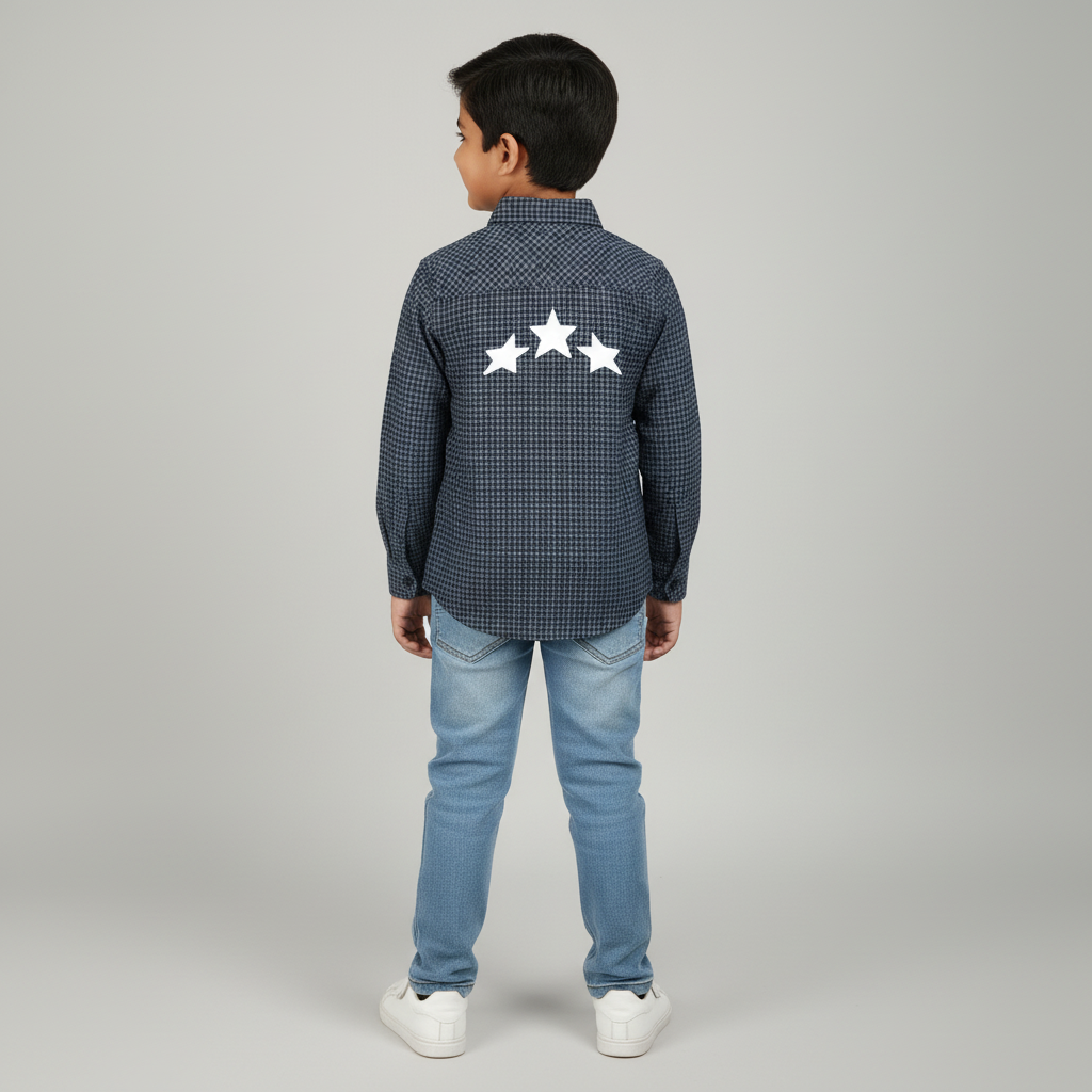 Boys Cotton Checkered Shirt