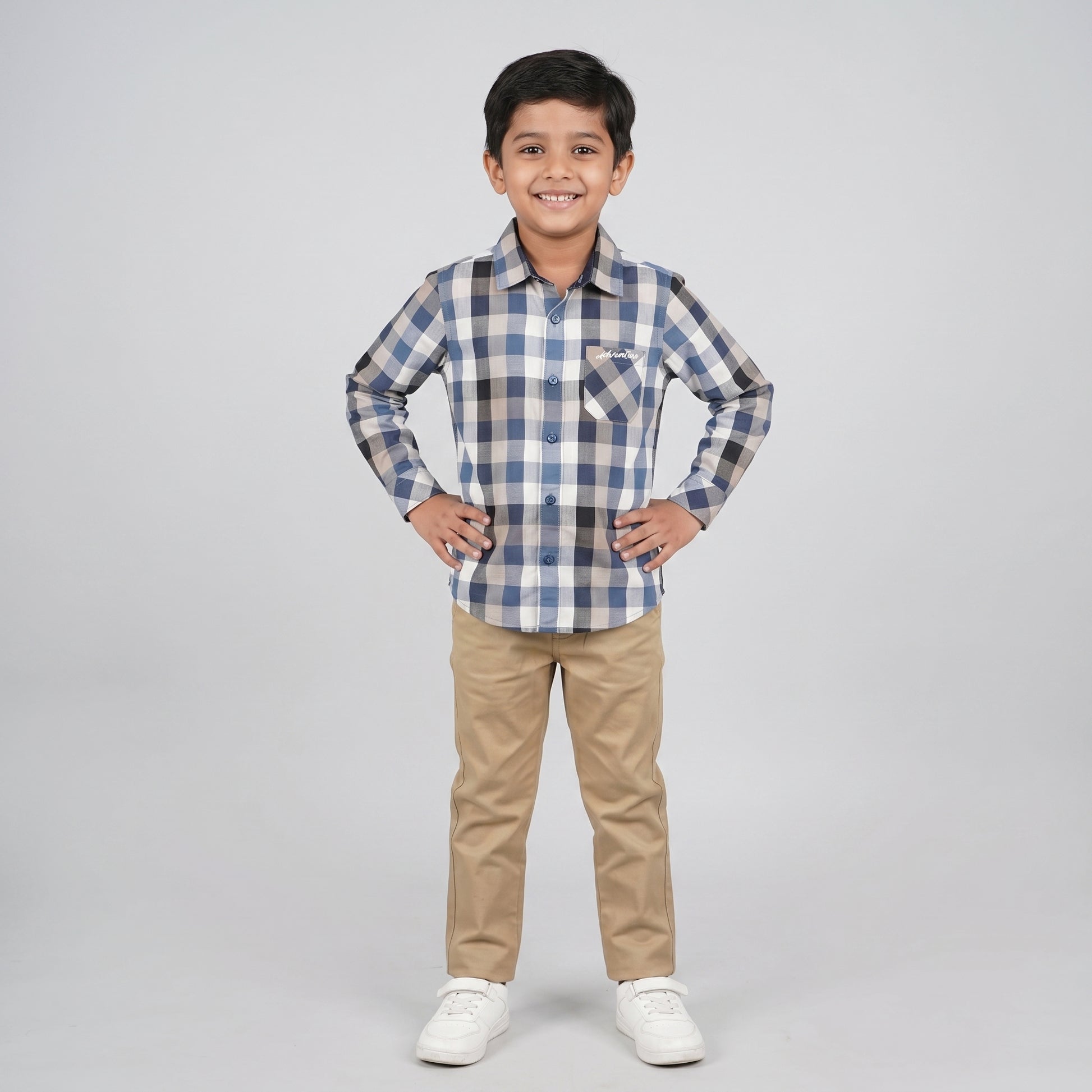 Boys Cotton Checkered Shirt