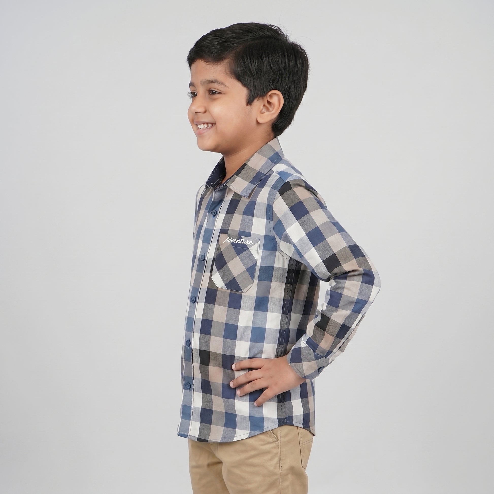 Boys Cotton Checkered Shirt
