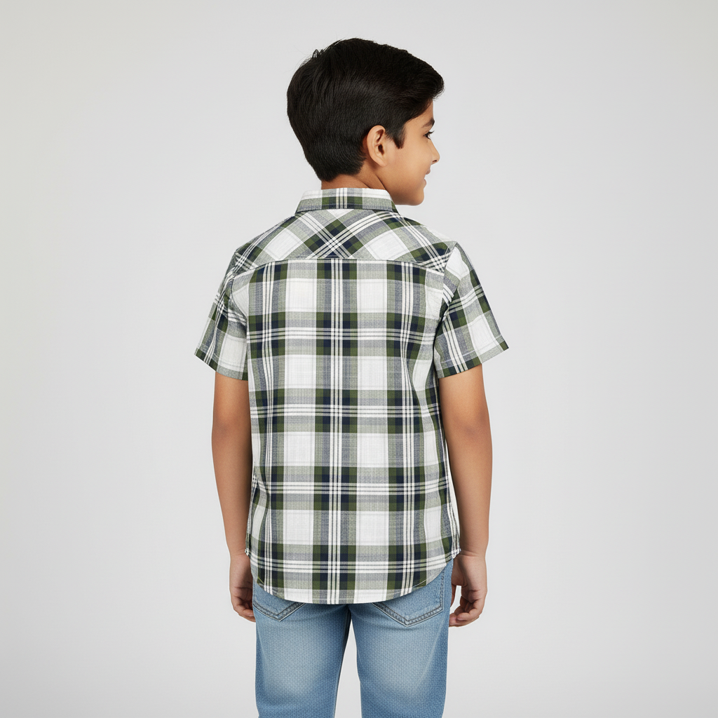 Boys Cotton Checkered Shirt