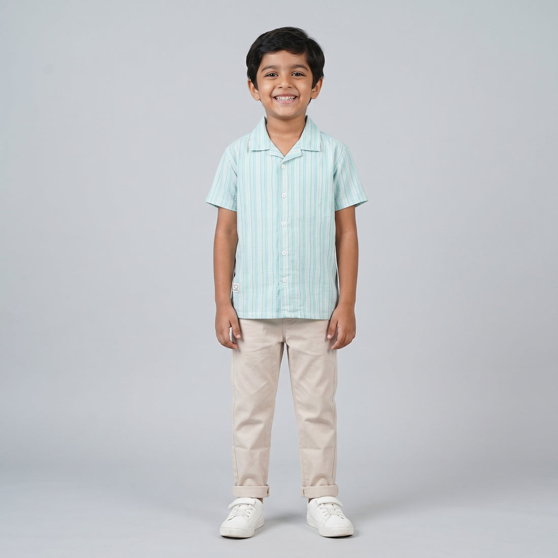 Boys Cotton Striped Cuban Shirt