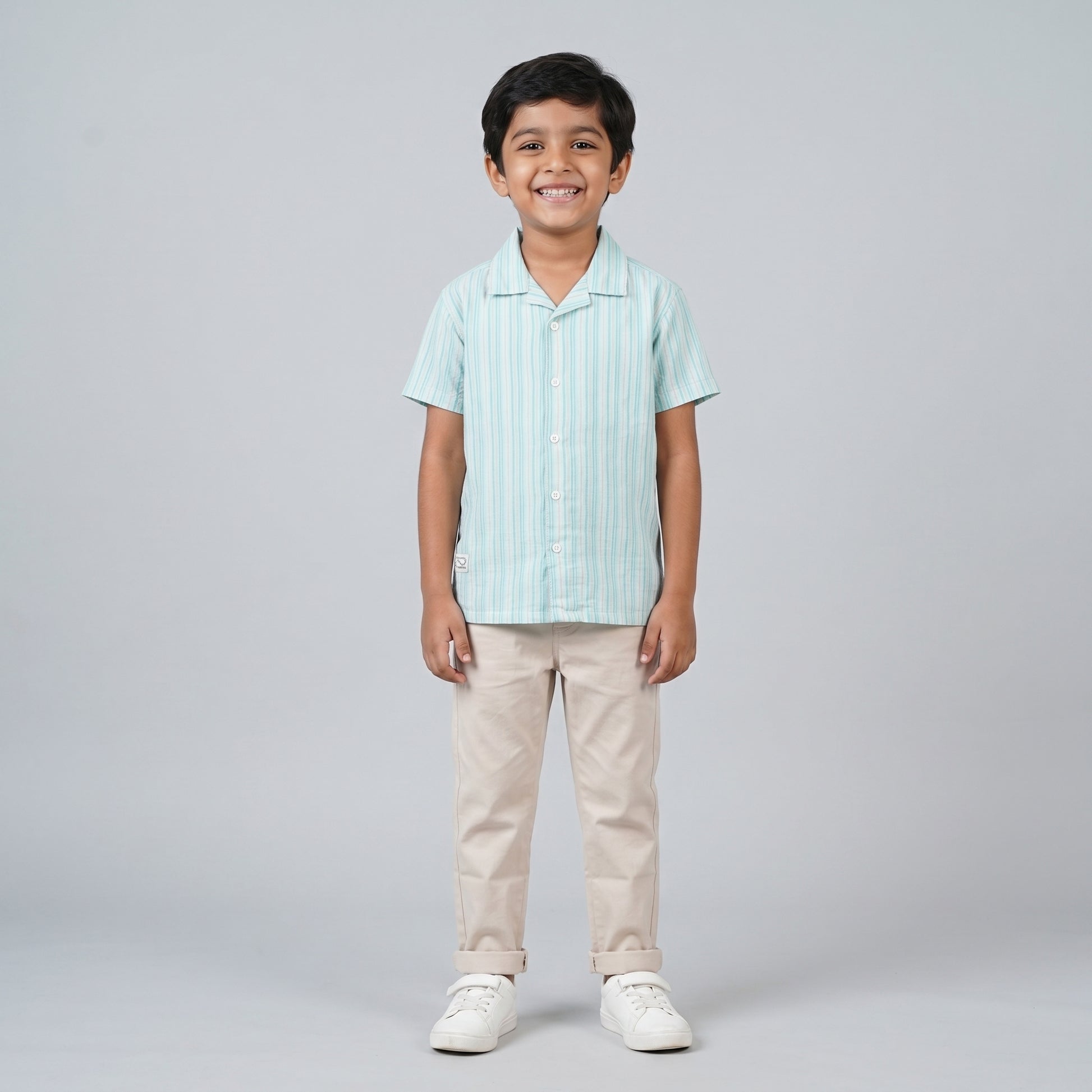 Boys Cotton Striped Cuban Shirt