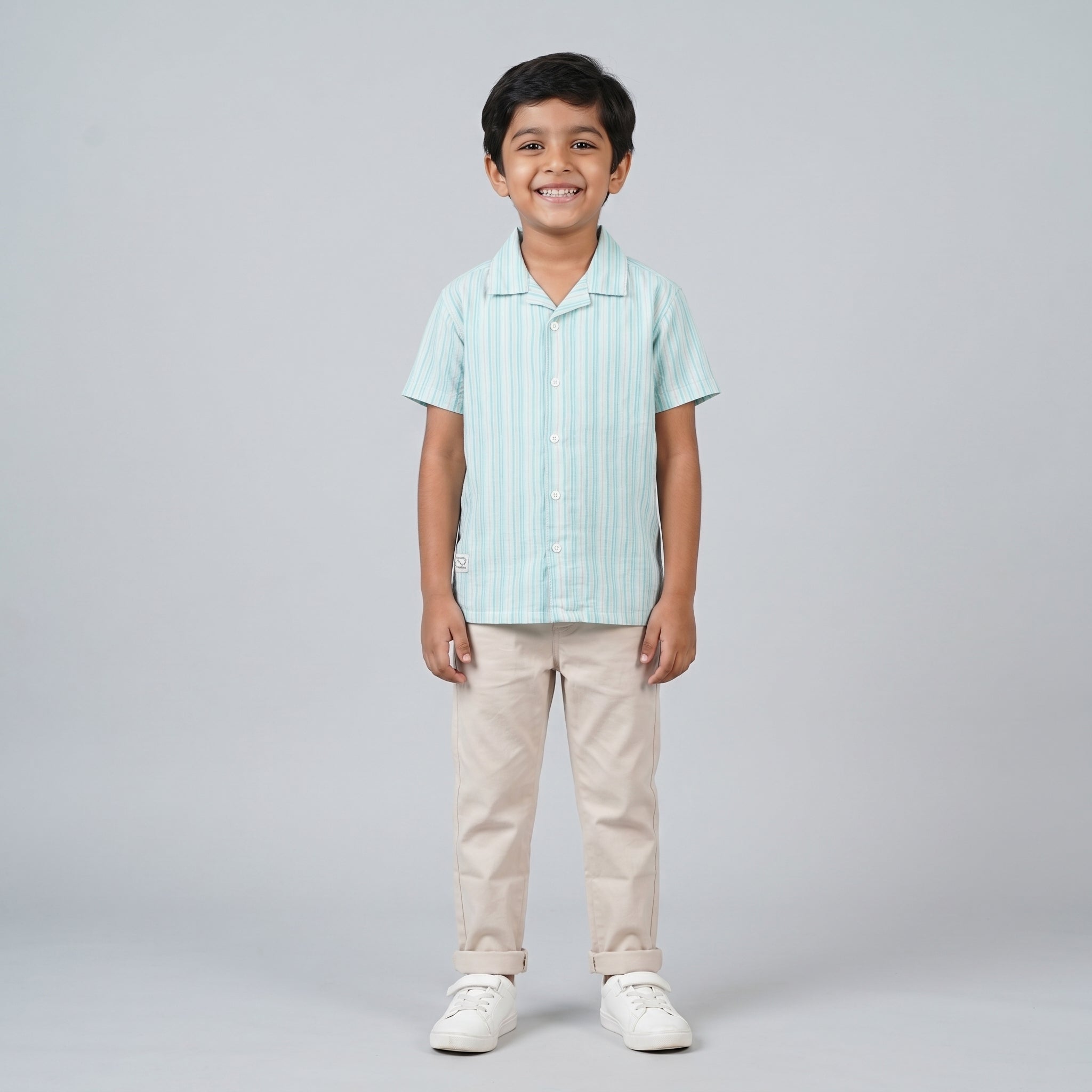 Boys Cotton Striped Cuban Shirt