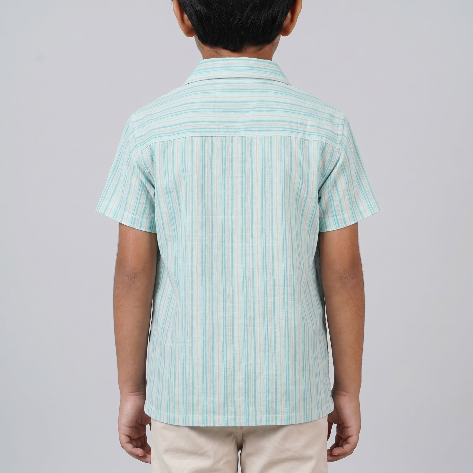Boys Cotton Striped Cuban Shirt