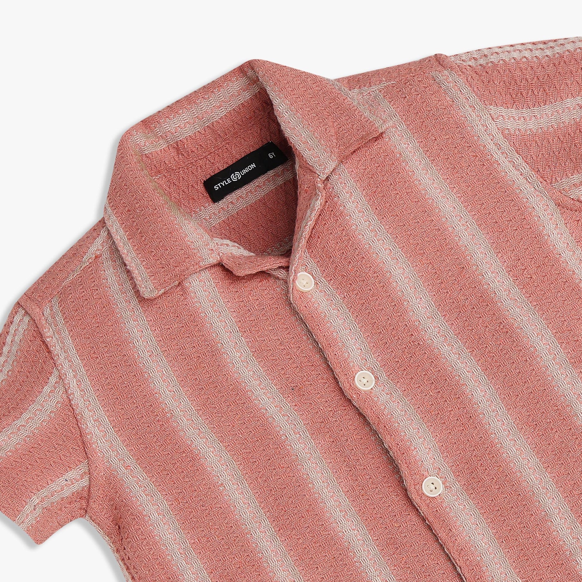 Boys Cotton Striped Cuban Shirt