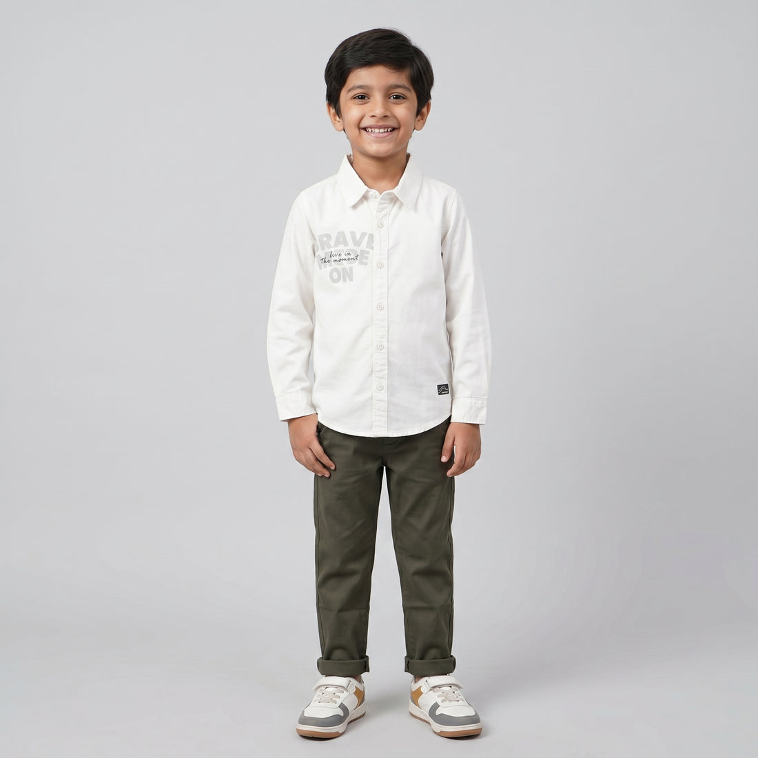 Boys Cotton Solid Cuban Shirt