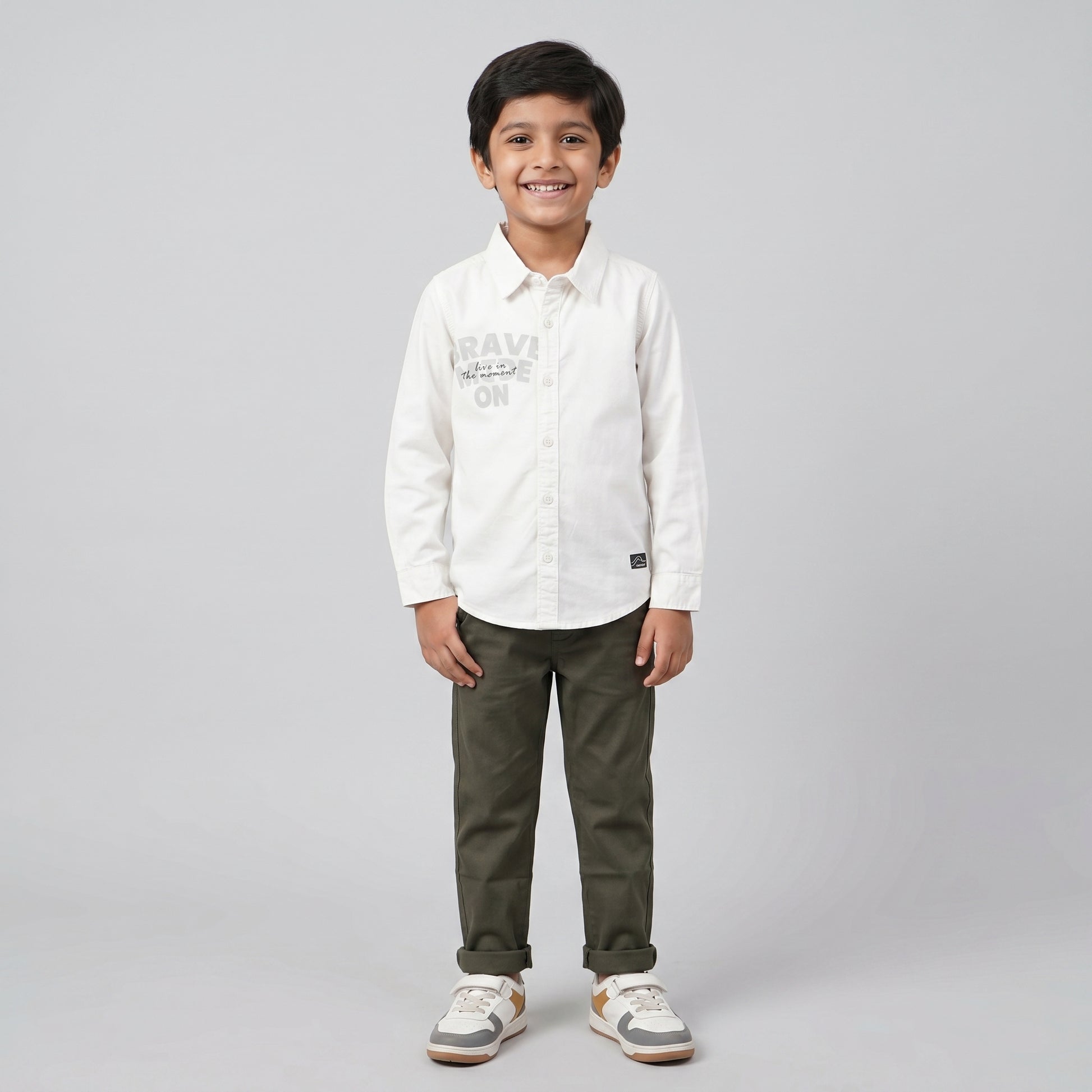 Boys Cotton Solid Cuban Shirt