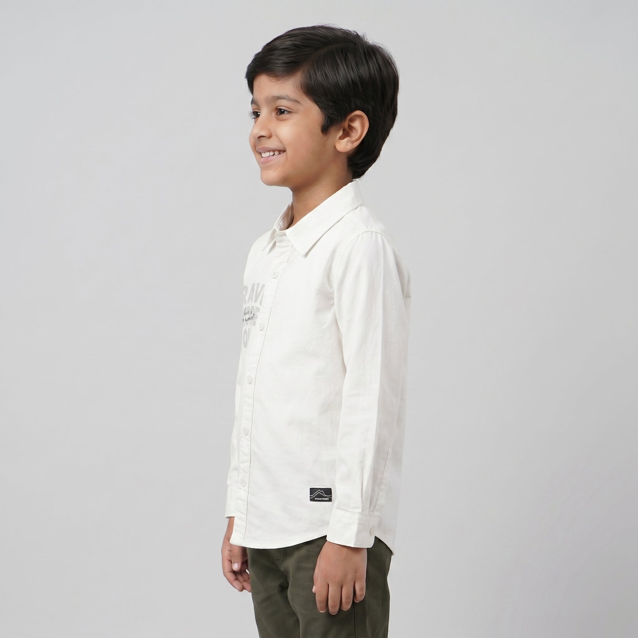 Boys Cotton Solid Cuban Shirt