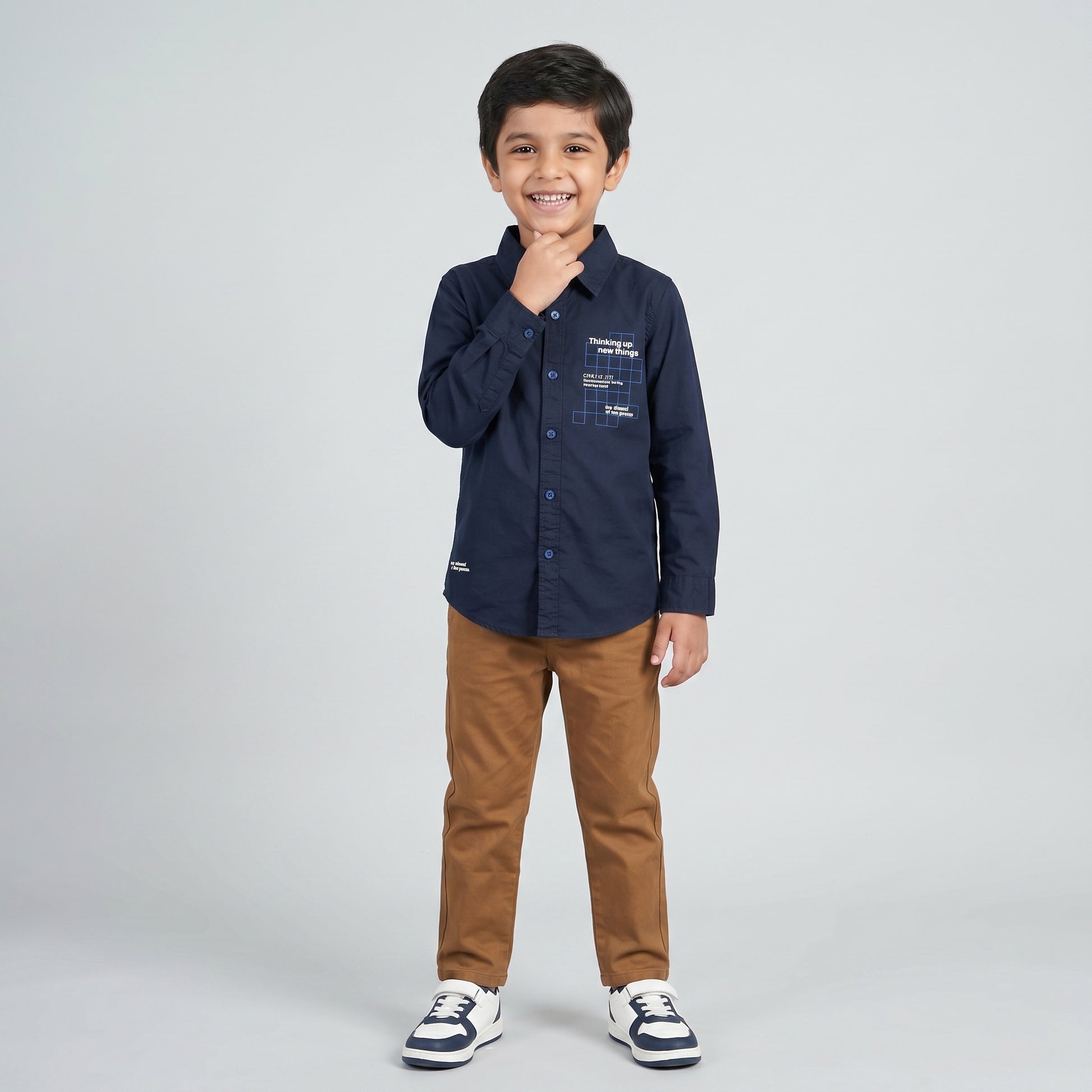 Boys Cotton Solid Cuban Shirt
