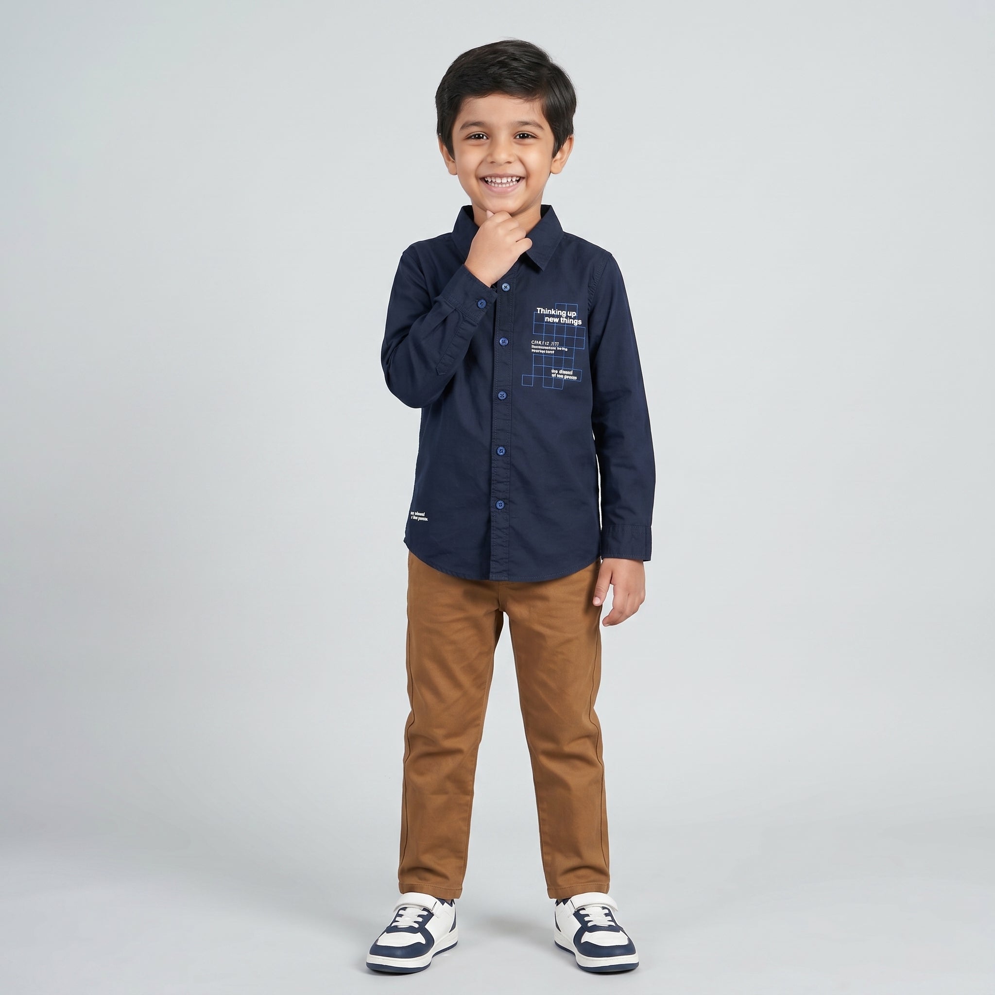 Boys Cotton Solid Cuban Shirt