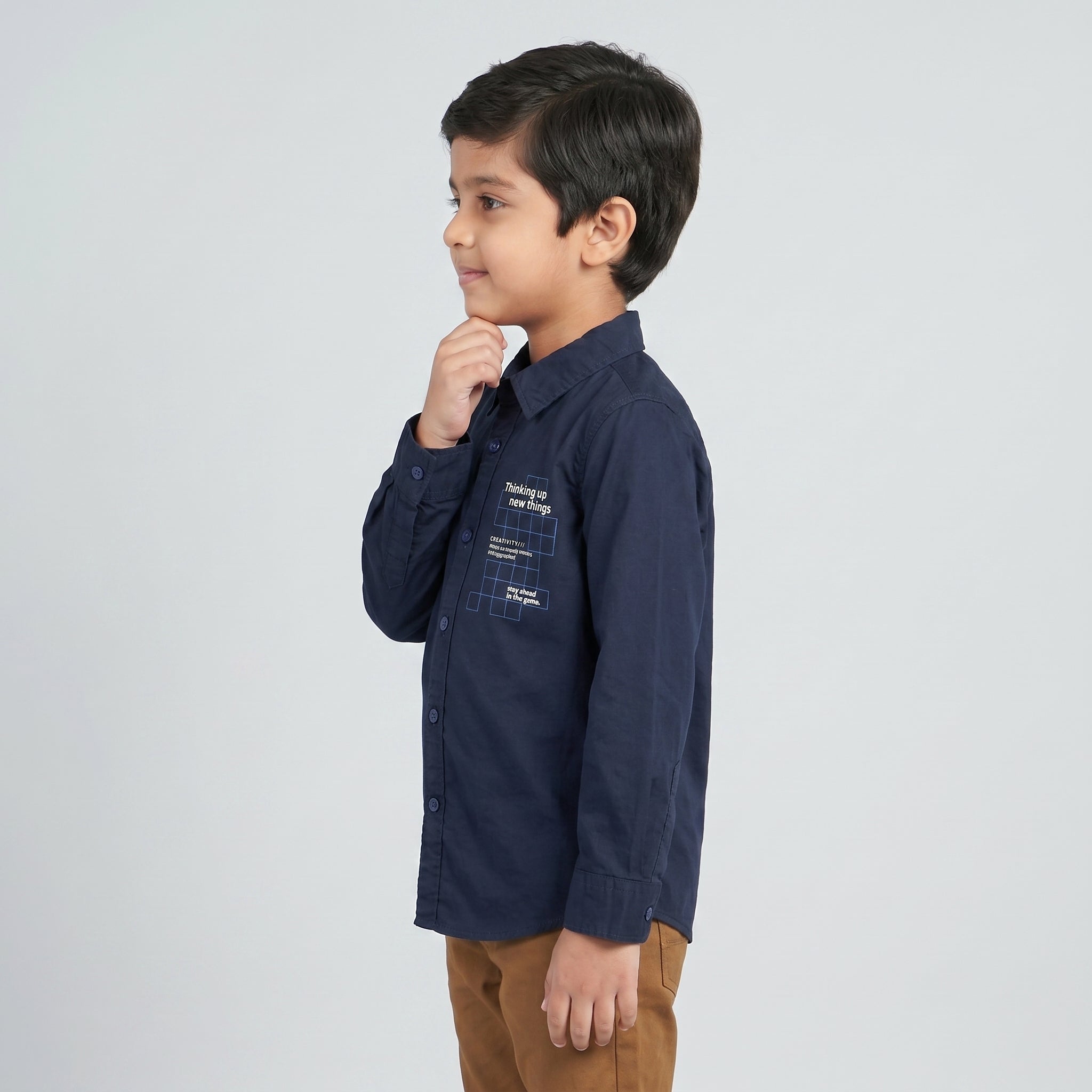 Boys Cotton Solid Cuban Shirt
