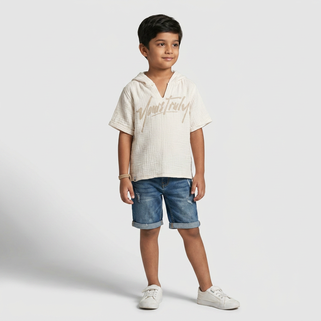 Boys Structured Hoodie Shirt