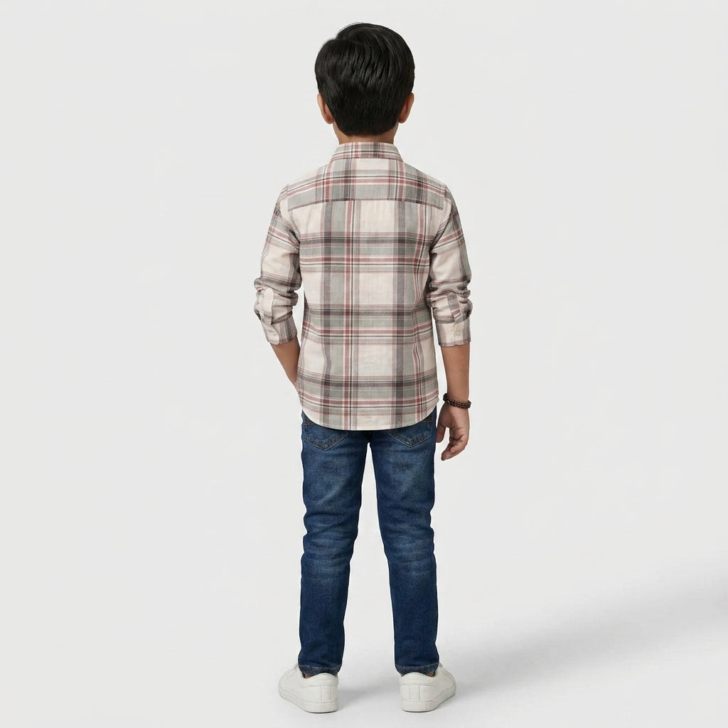 Boys Cotton Checkered Shirt