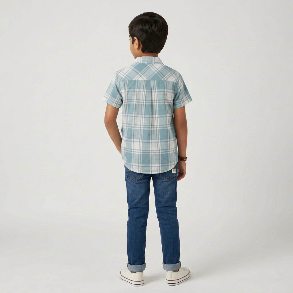 Boys Cotton Checkered Shirt
