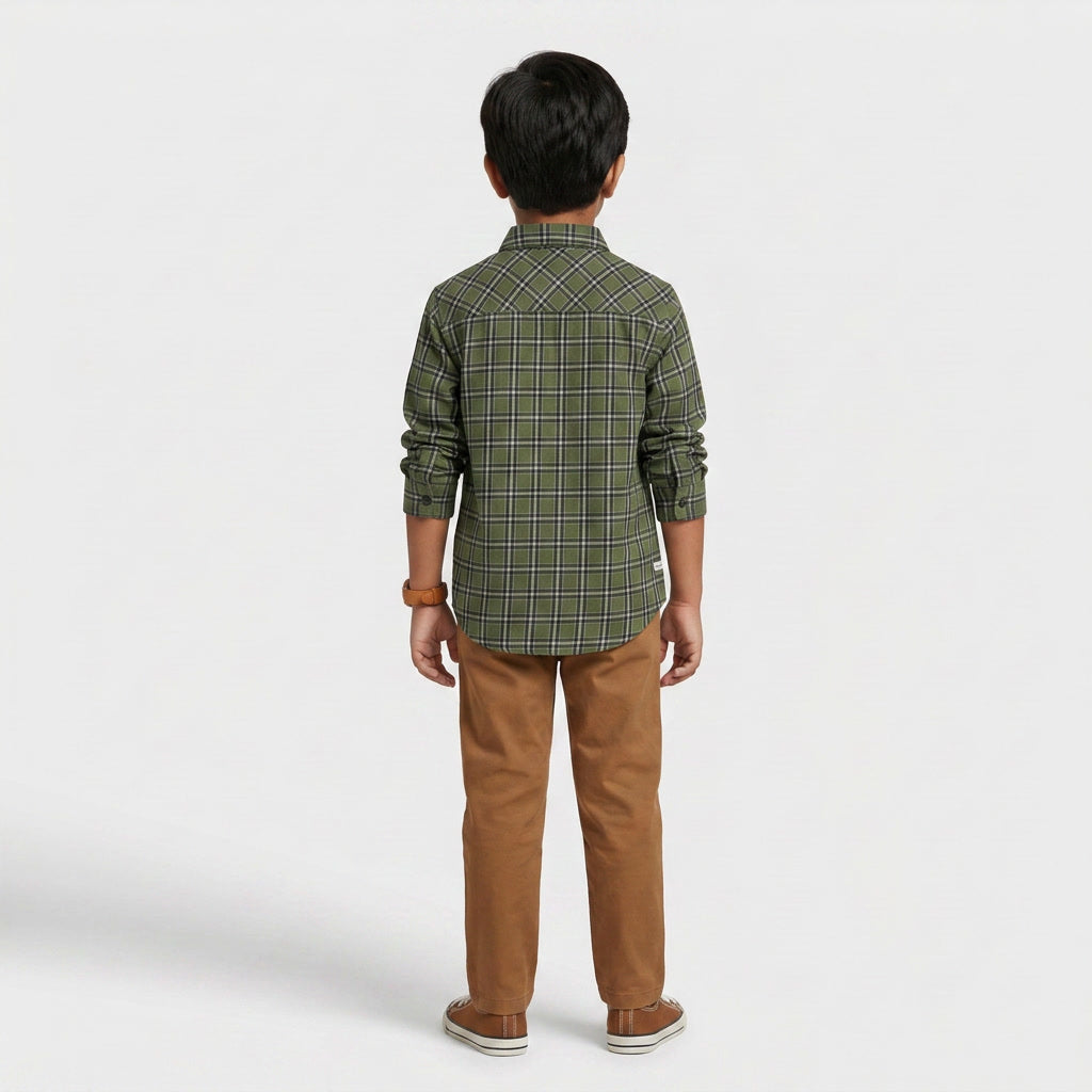 Boys Cotton Checkered Shirt