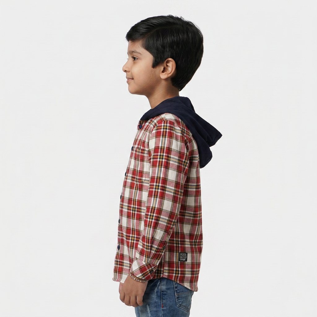 Boys Cotton Checkered Shirt