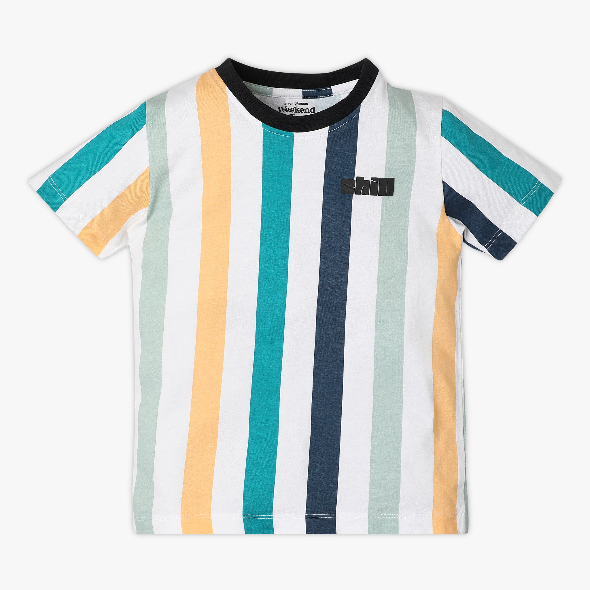 Boys Regular Fit Crew Neck Striped T-Shirt