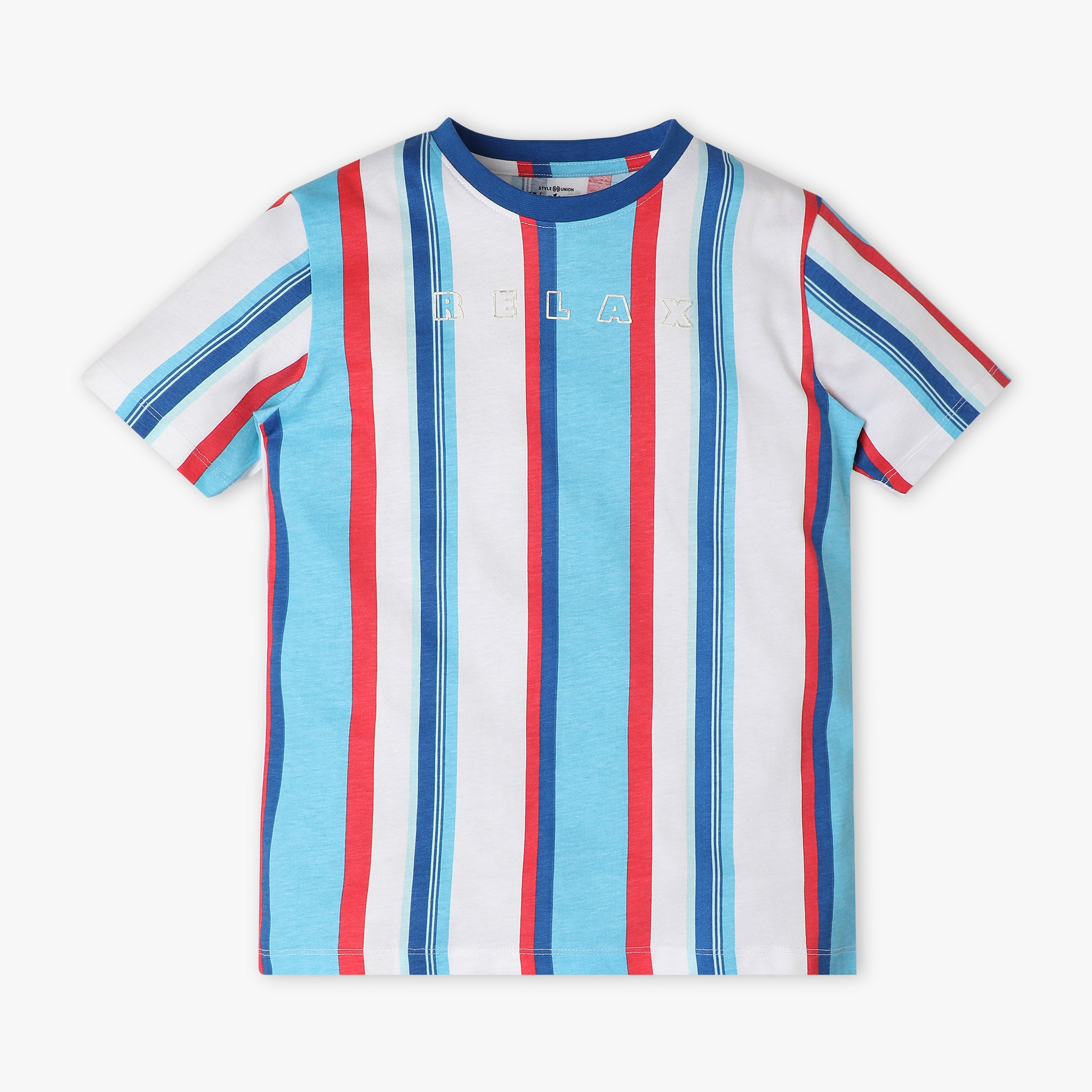 Boys Regular Fit Crew Neck Striped T-Shirt