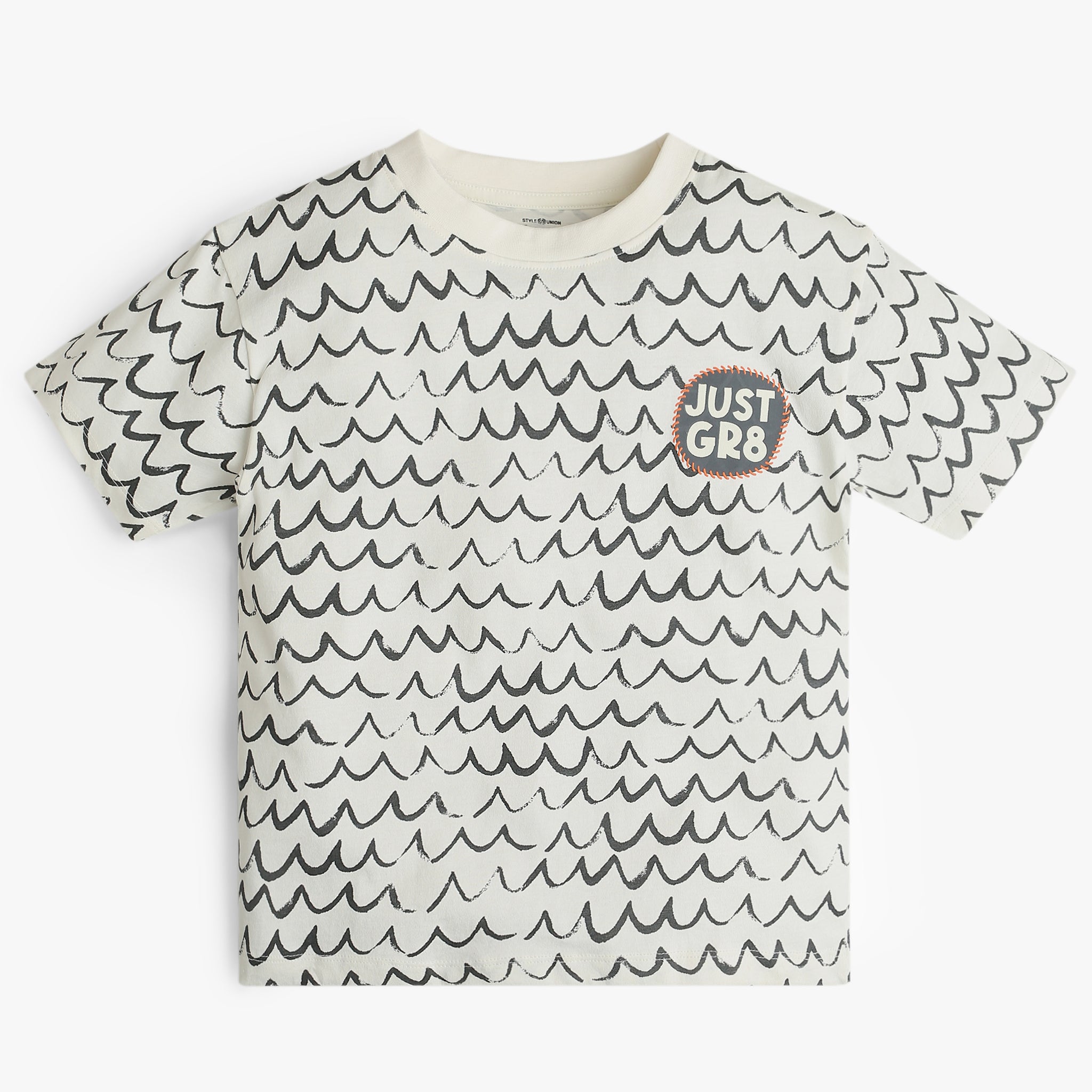 Boys Oversize Abstract Crew Neck All Over Geometric Print T-Shirt
