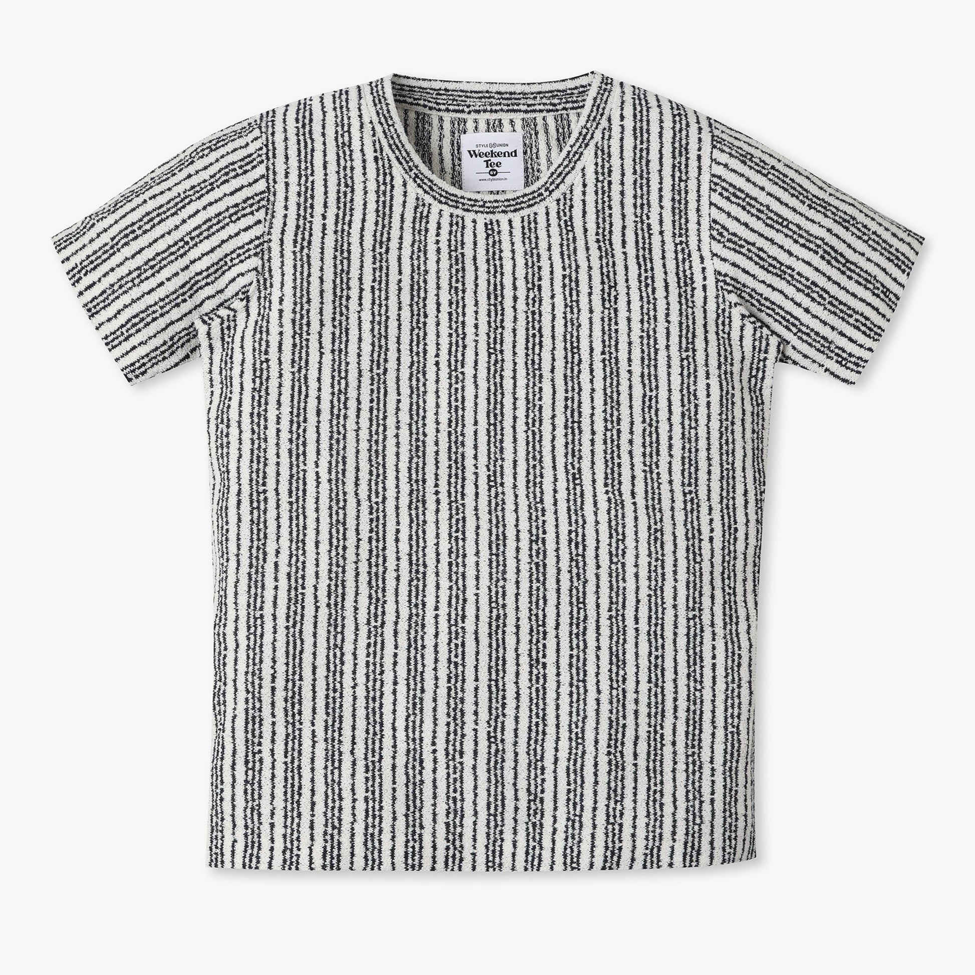 Boys Regular Fit Crew Neck Striped T-Shirt