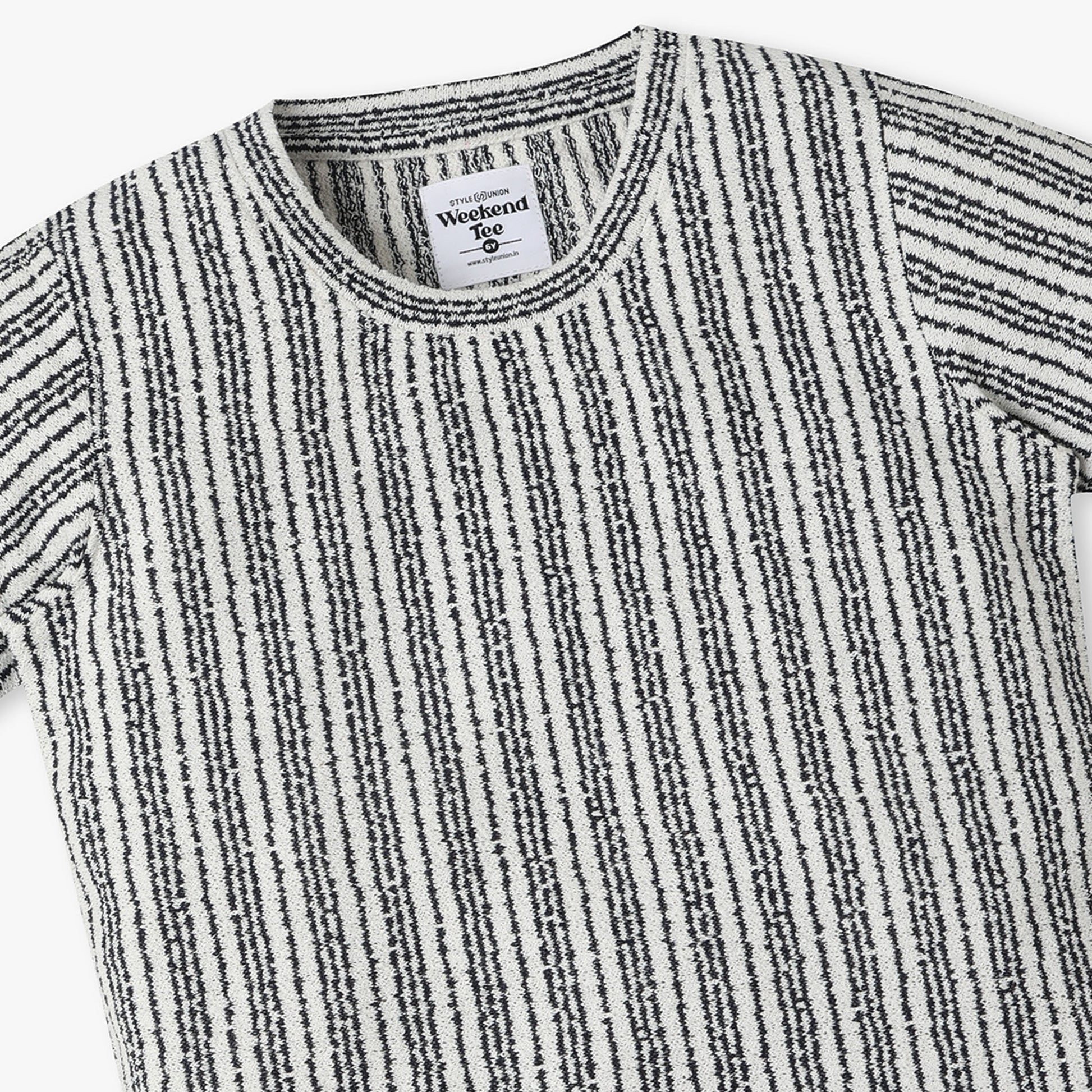 Boys Regular Fit Crew Neck Striped T-Shirt