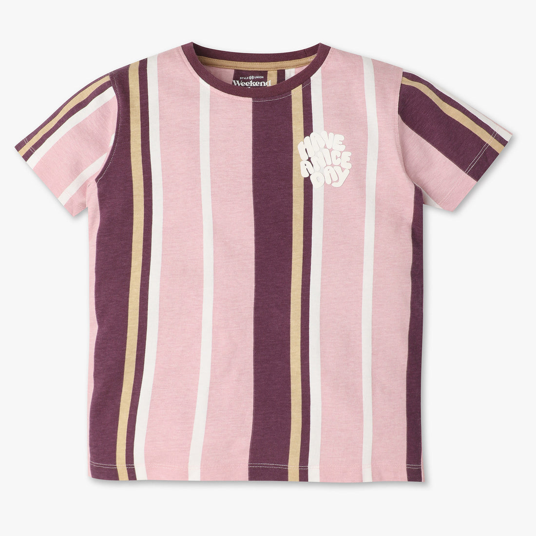 Boys Oversize Striped Crew Neck Half Sleeve T-Shirt